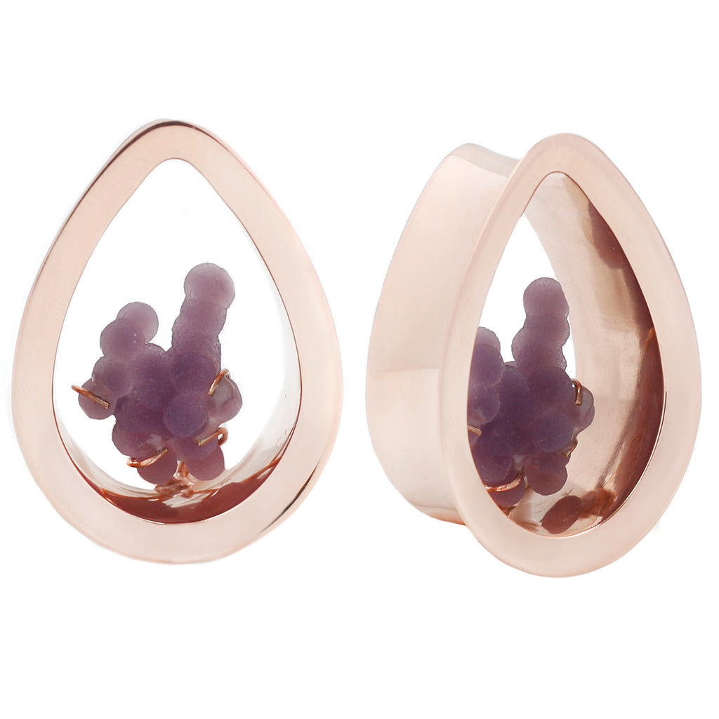 Evoke Mayan Teardrops - Grape Agate - Rose Gold Plated