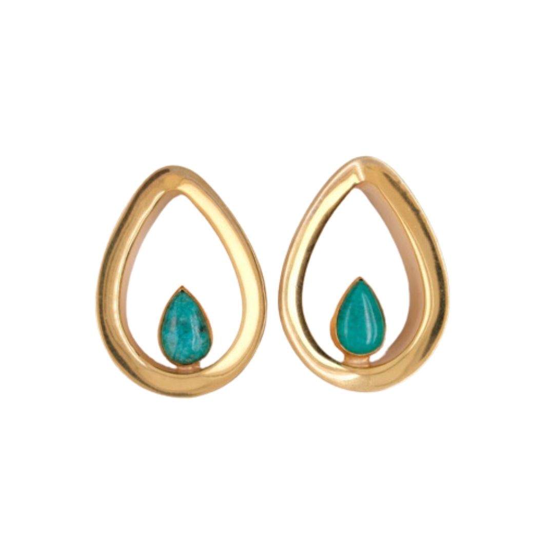 Evoke Mayan Teardrops - Chrysocolla - Yellow Gold Plated