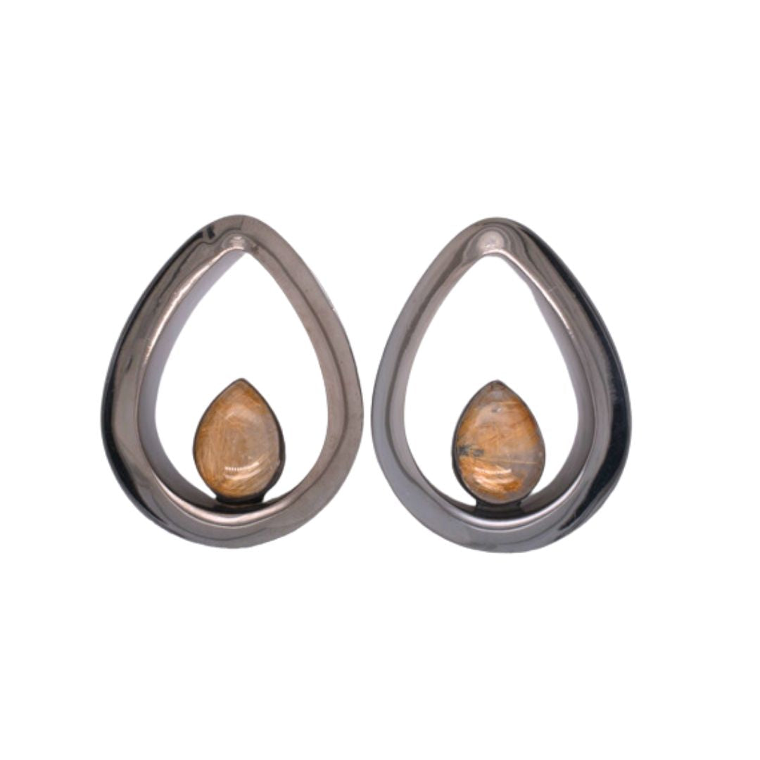 Evoke Mayan Teardrops - Rutilated Quartz - Black Rhodium