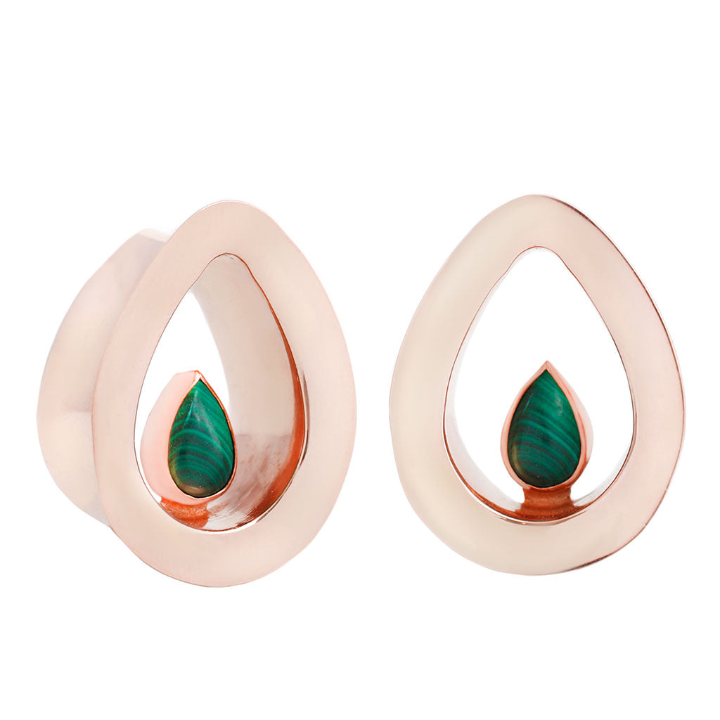 Evoke Mayan Teardrops - Malachite - Rose Gold Plated