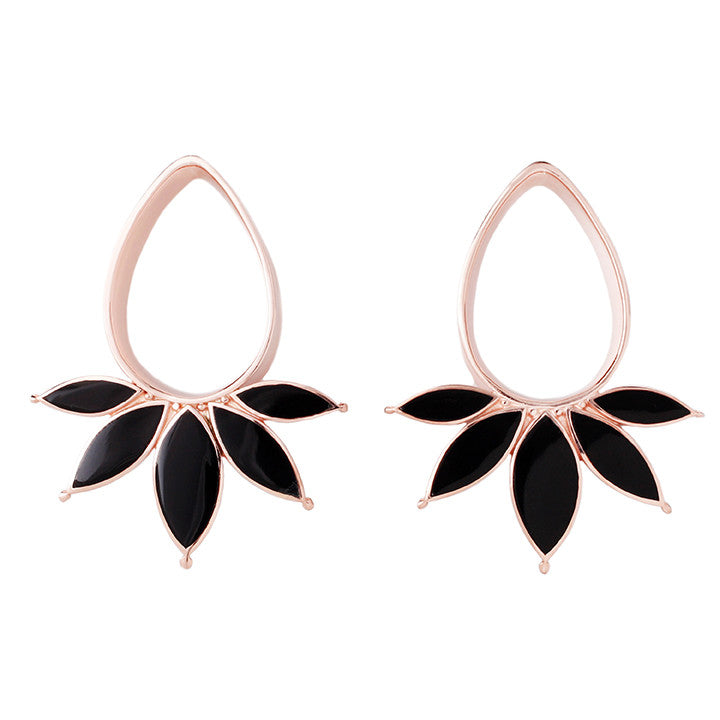 Marquise Eyelets - Onyx - Rose Gold Plated