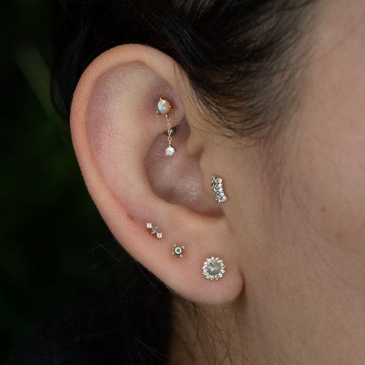 Delphine - Grey Diamond + White Sapphire - Threadless End