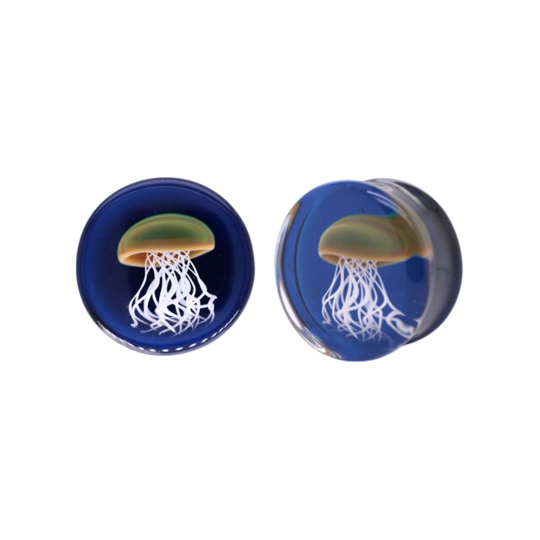 Glass Plugs - Jellyfish in Blue
