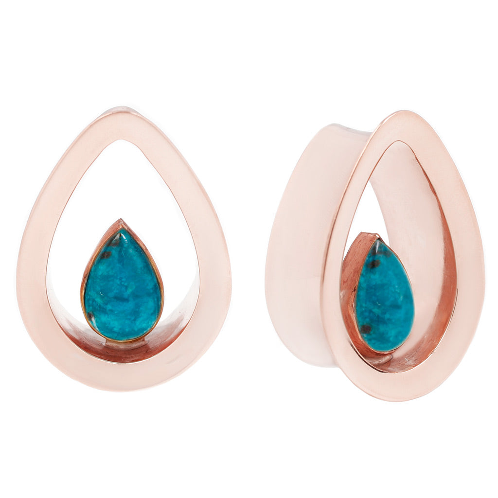 Evoke Mayan Teardrops - Chrysocolla - Rose Gold Plated