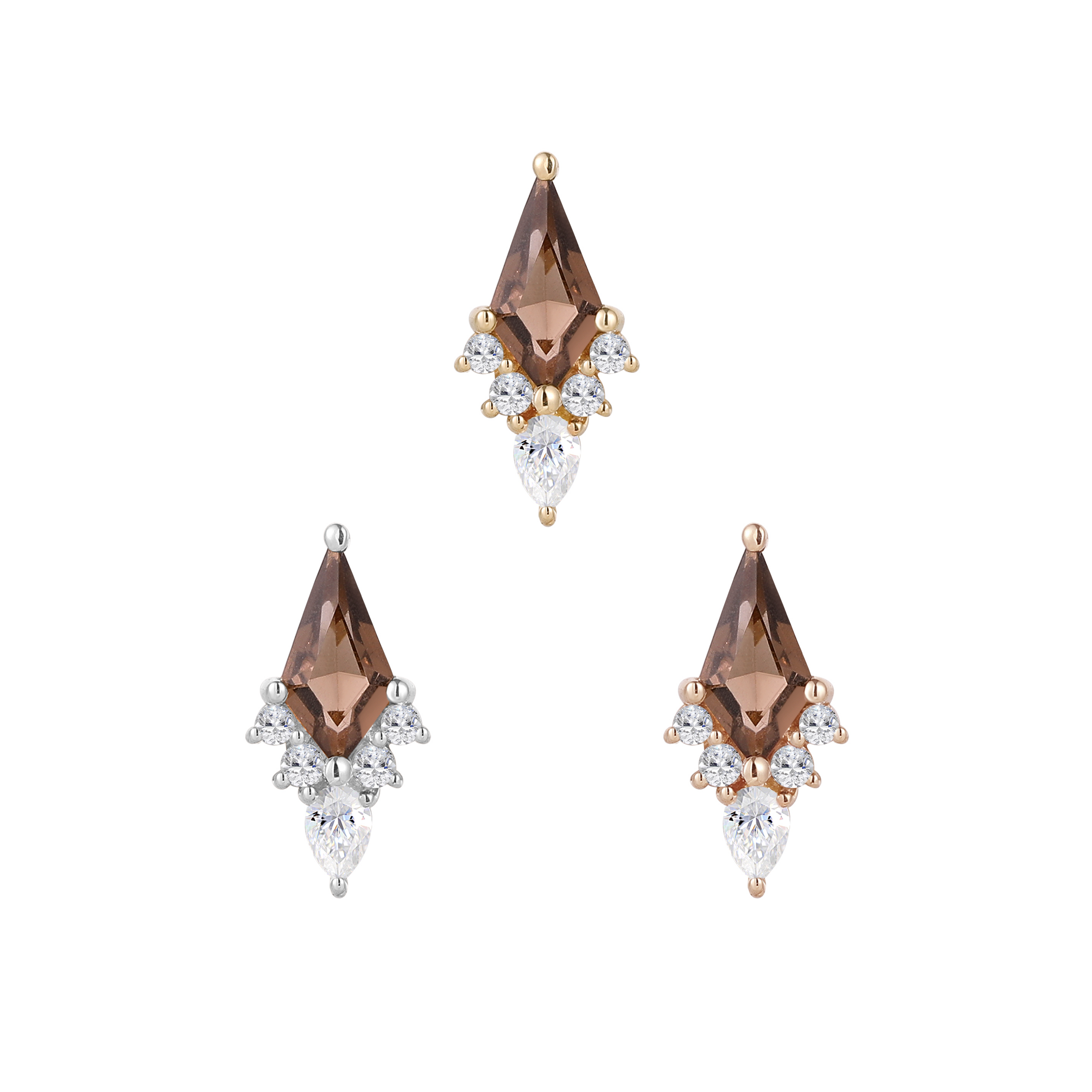 Afterglow - Smoky Quartz + CZ - Threadless End