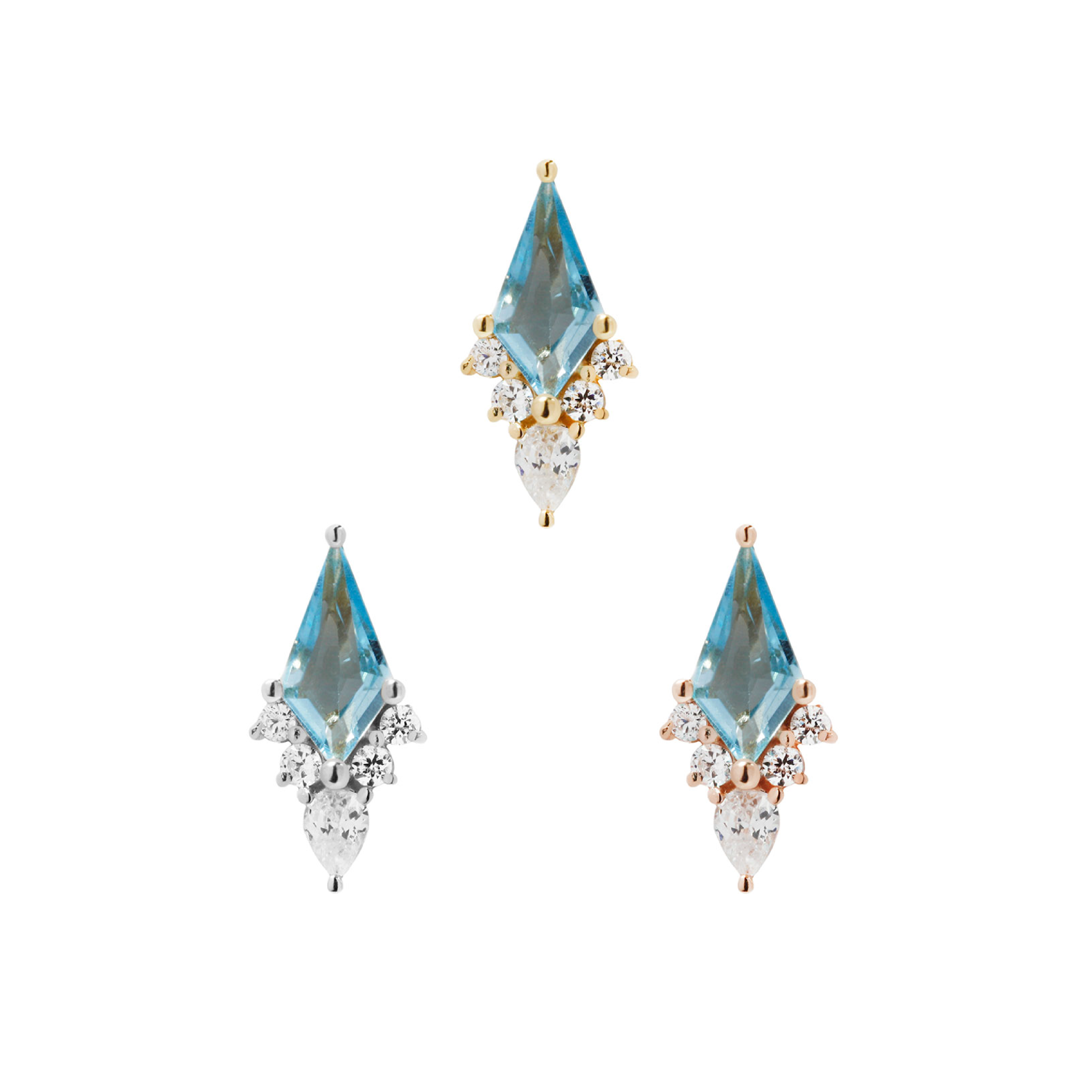 Afterglow - Swiss Blue Topaz + CZ - Threadless End