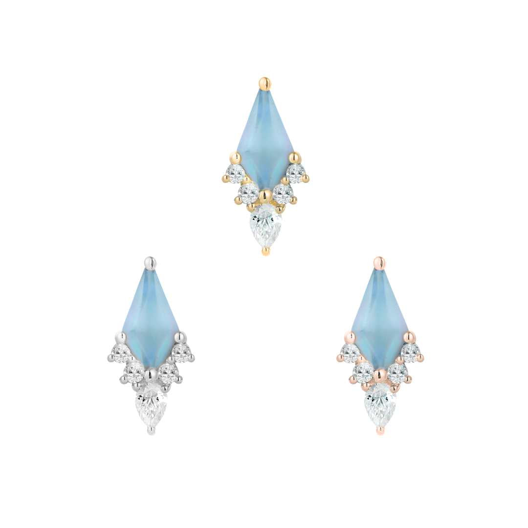 Afterglow - Sandblasted Swiss Blue Topaz - Threadless End