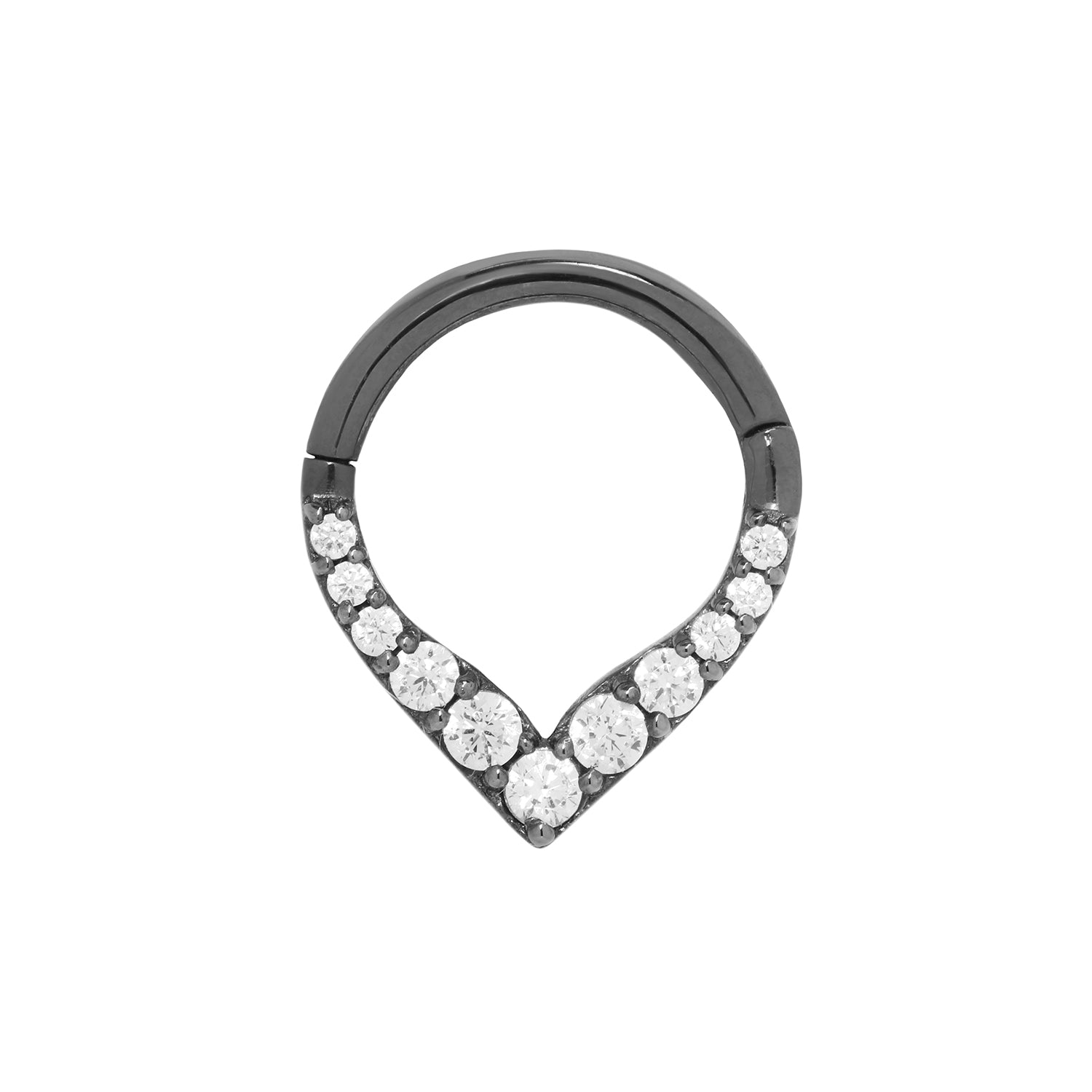 All Rise No Shine Black Rhodium Clicker with CZ