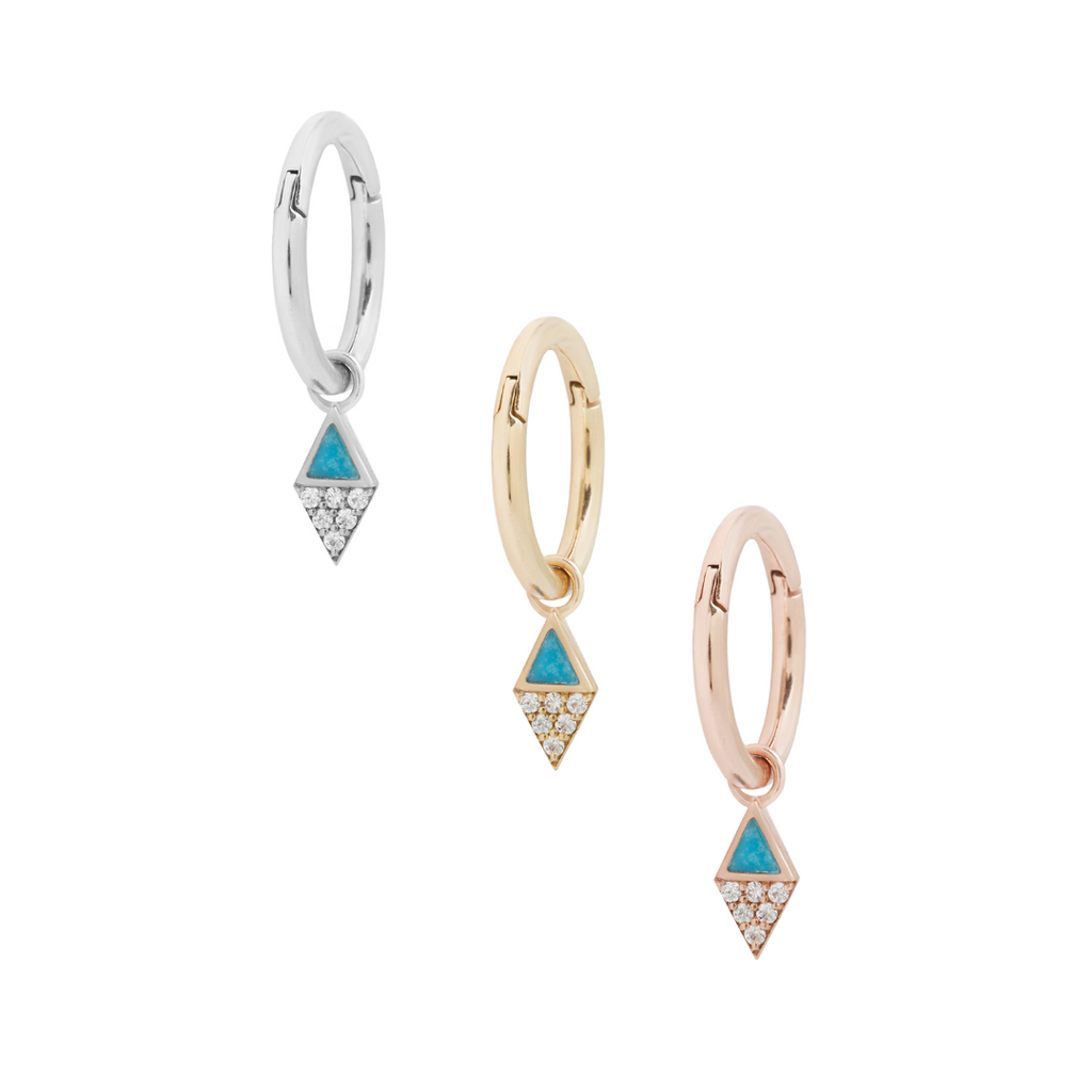 Almost Famous Charm - Turquoise + CZ - Threadless End