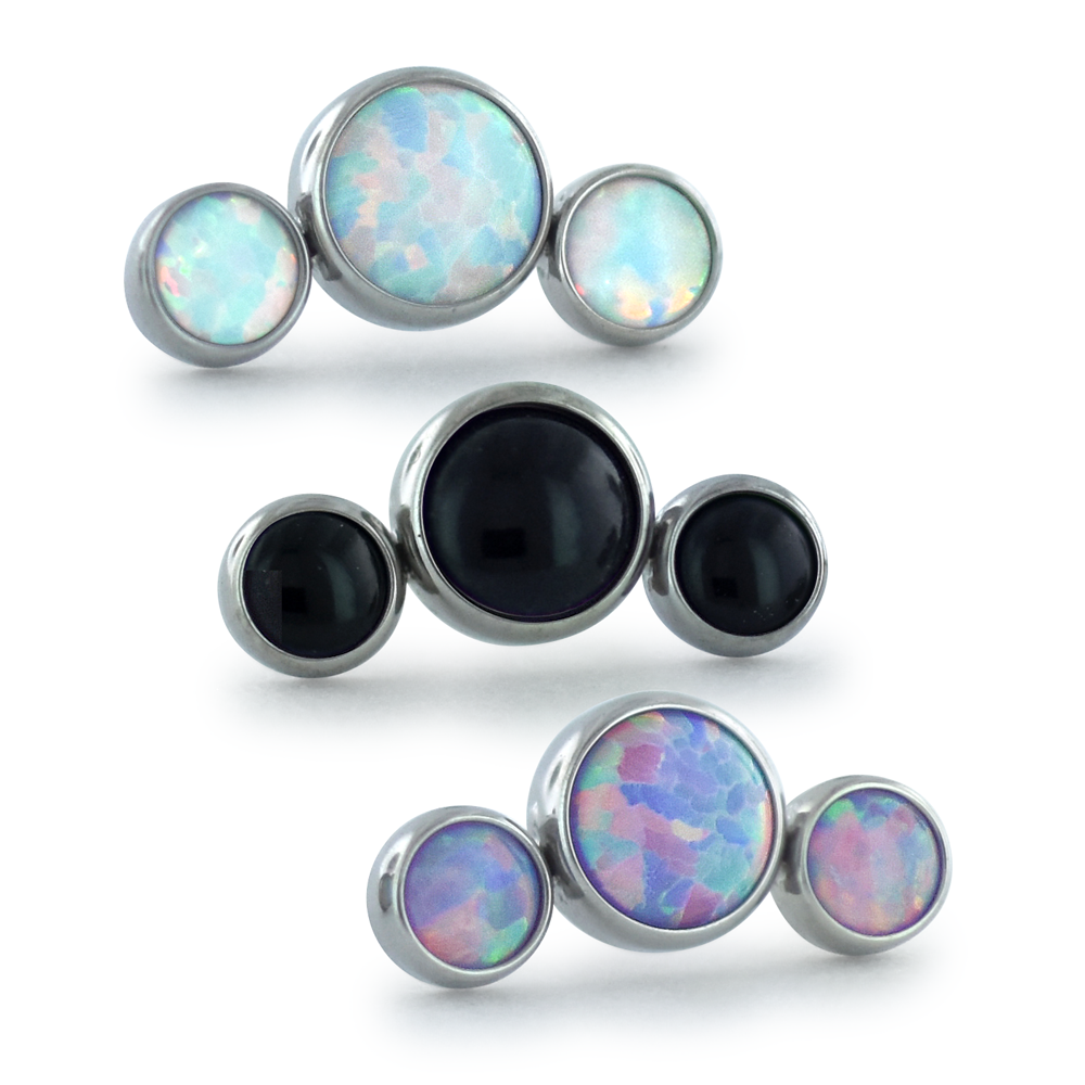 Titanium Bezel Set Cabochon Cluster - Curved