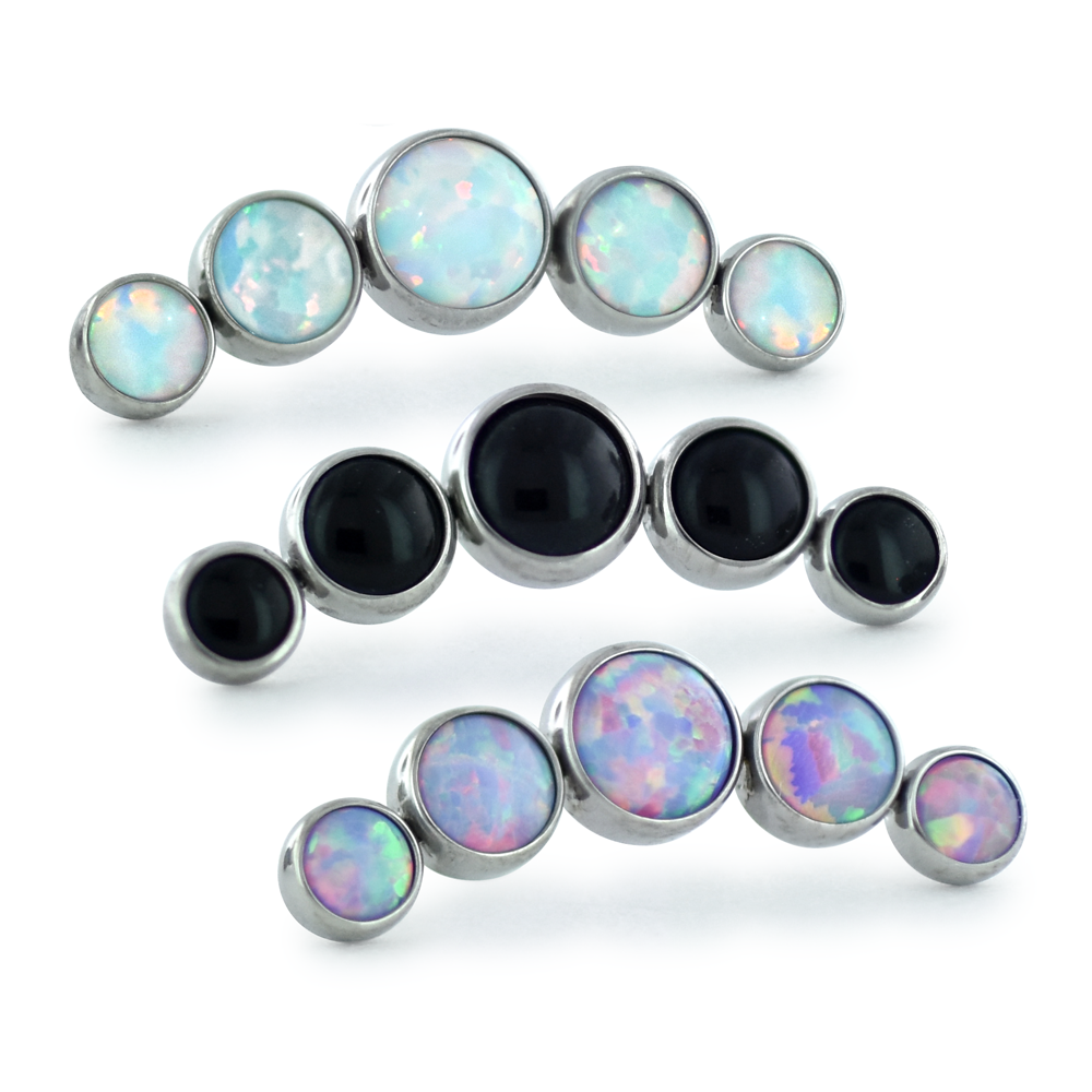 Titanium Bezel Set Cabochon Cluster - Curved