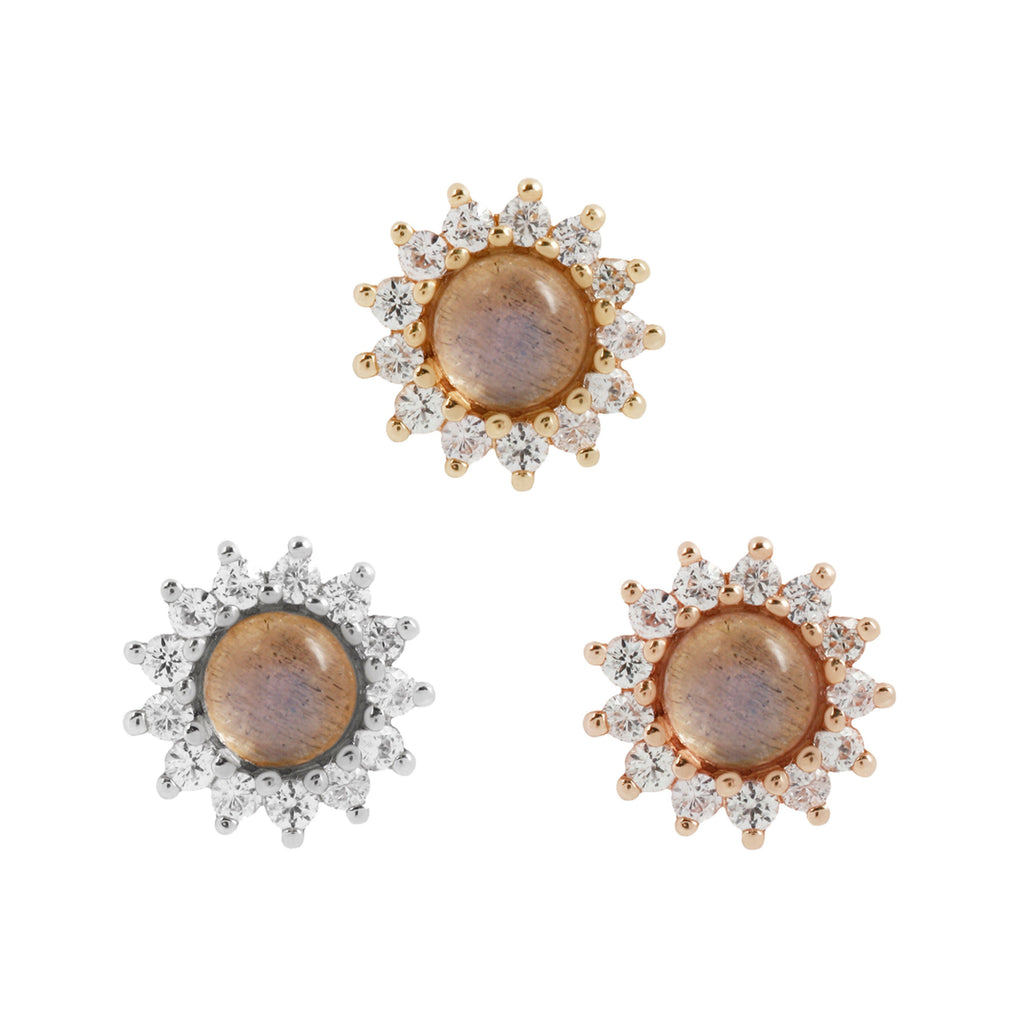 Delphine - Labradorite + White Sapphire - Threadless End