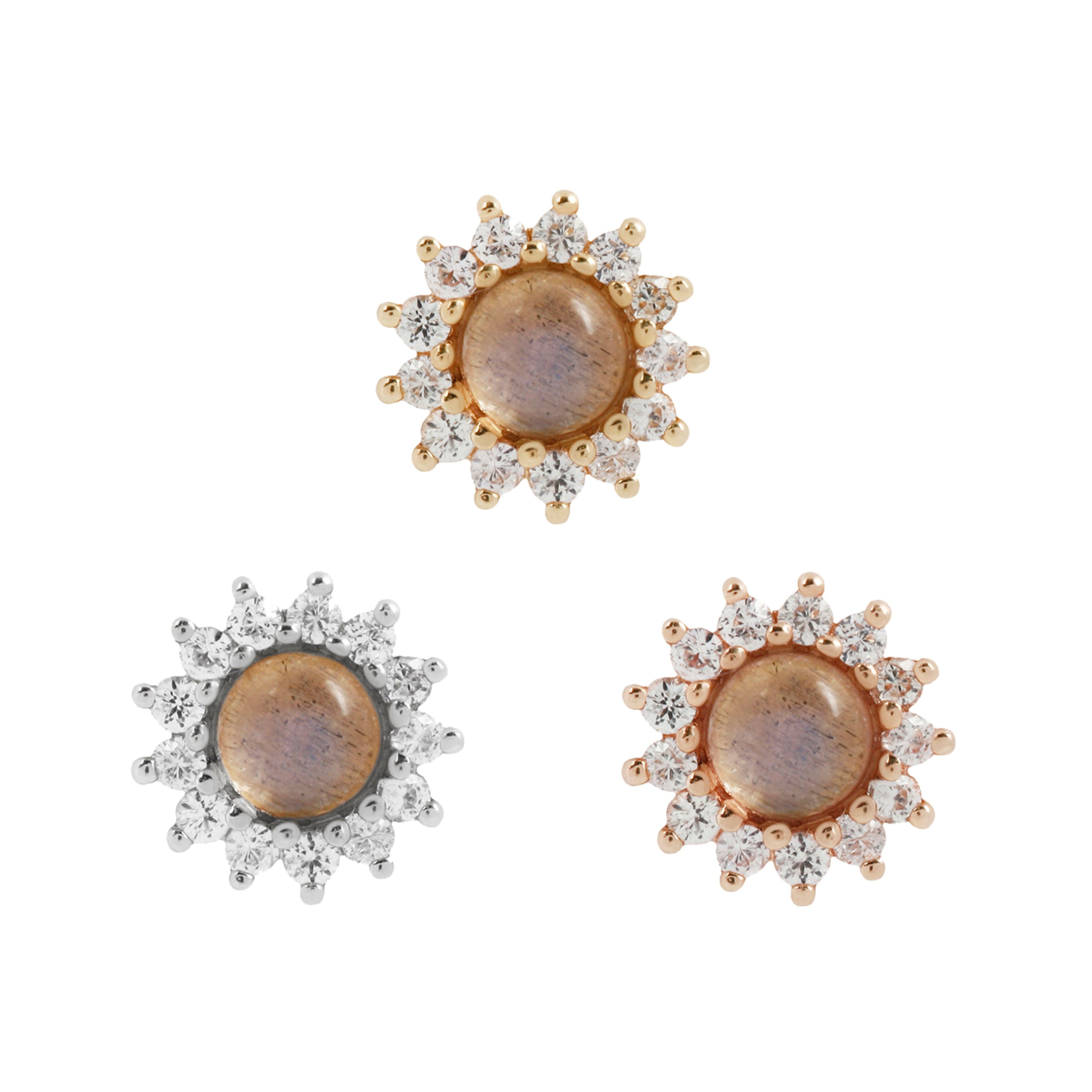 Delphine - Labradorite + White Sapphire - Threadless End