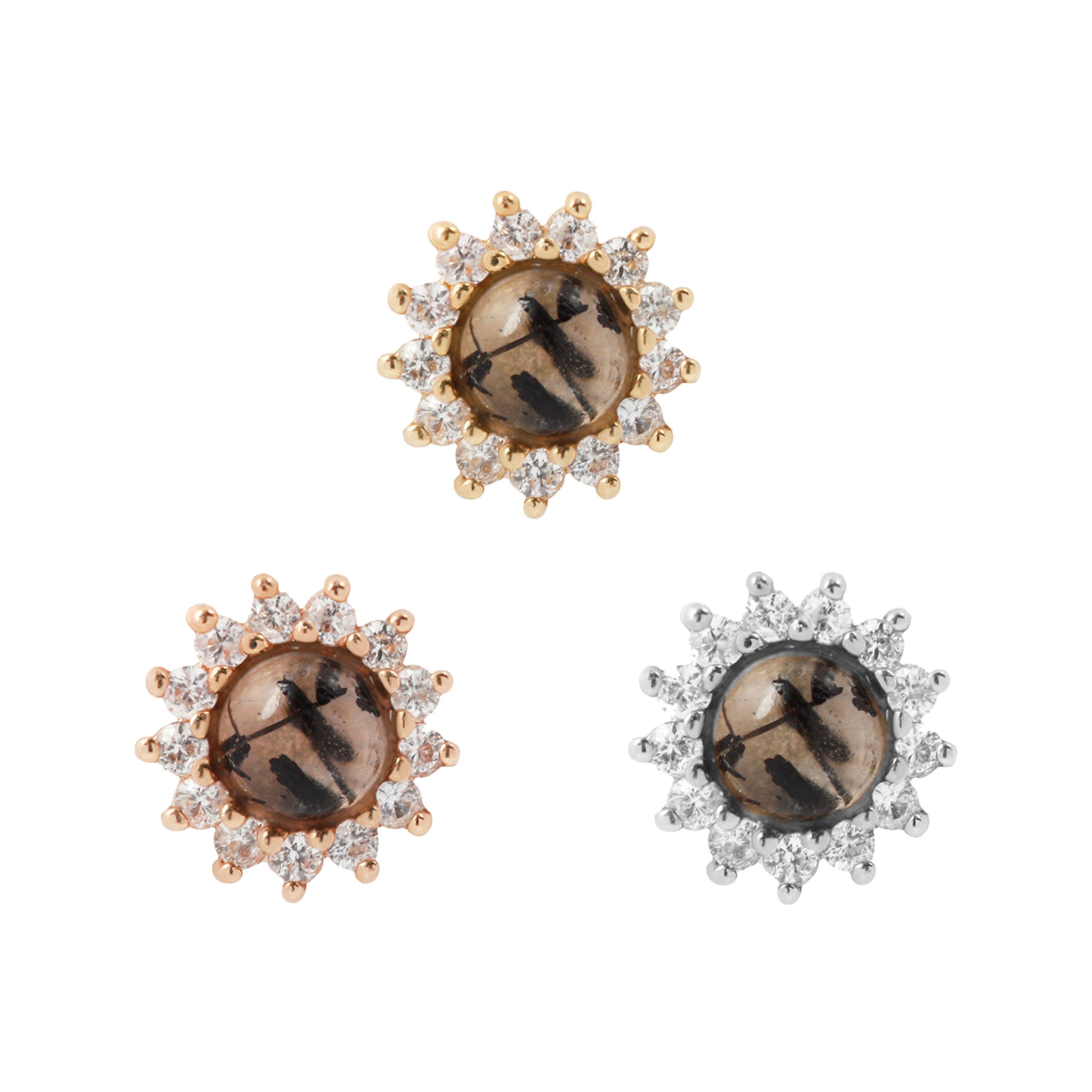 Delphine - Tourmalated Quartz + White Sapphire - Threadless End