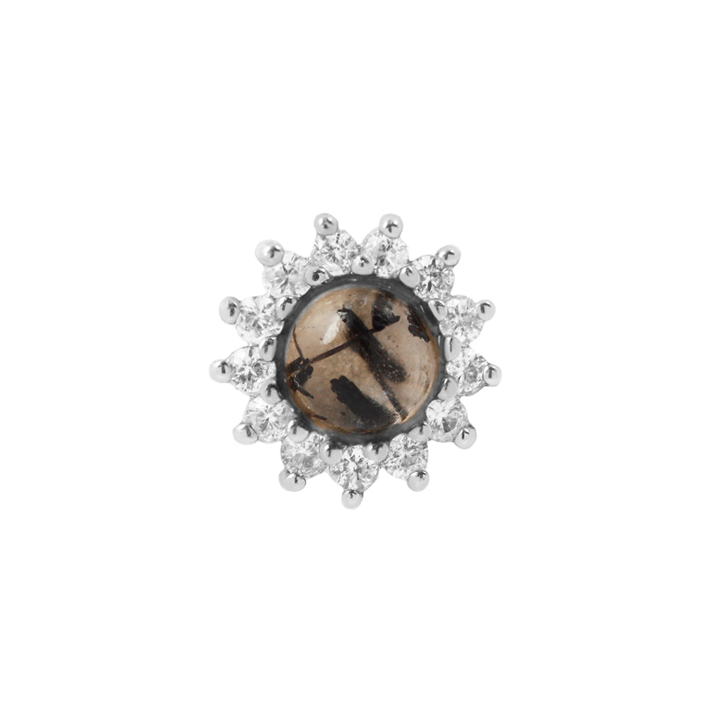 Delphine - Tourmalated Quartz + White Sapphire - Threadless End