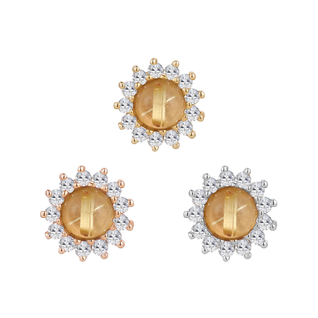 Delphine - Rutilated Quartz + White Sapphire - Threadless End