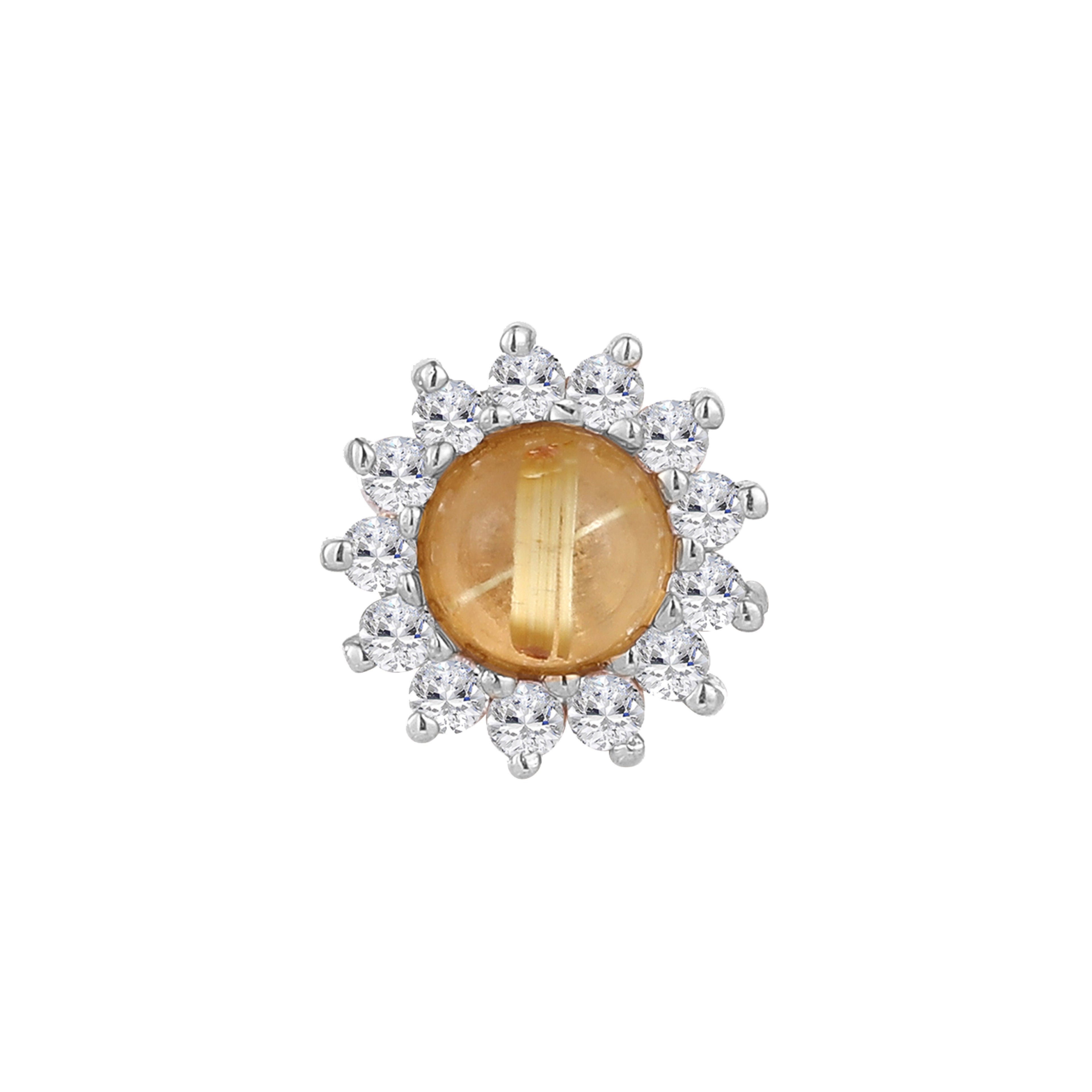 Delphine - Rutilated Quartz + White Sapphire - Threadless End