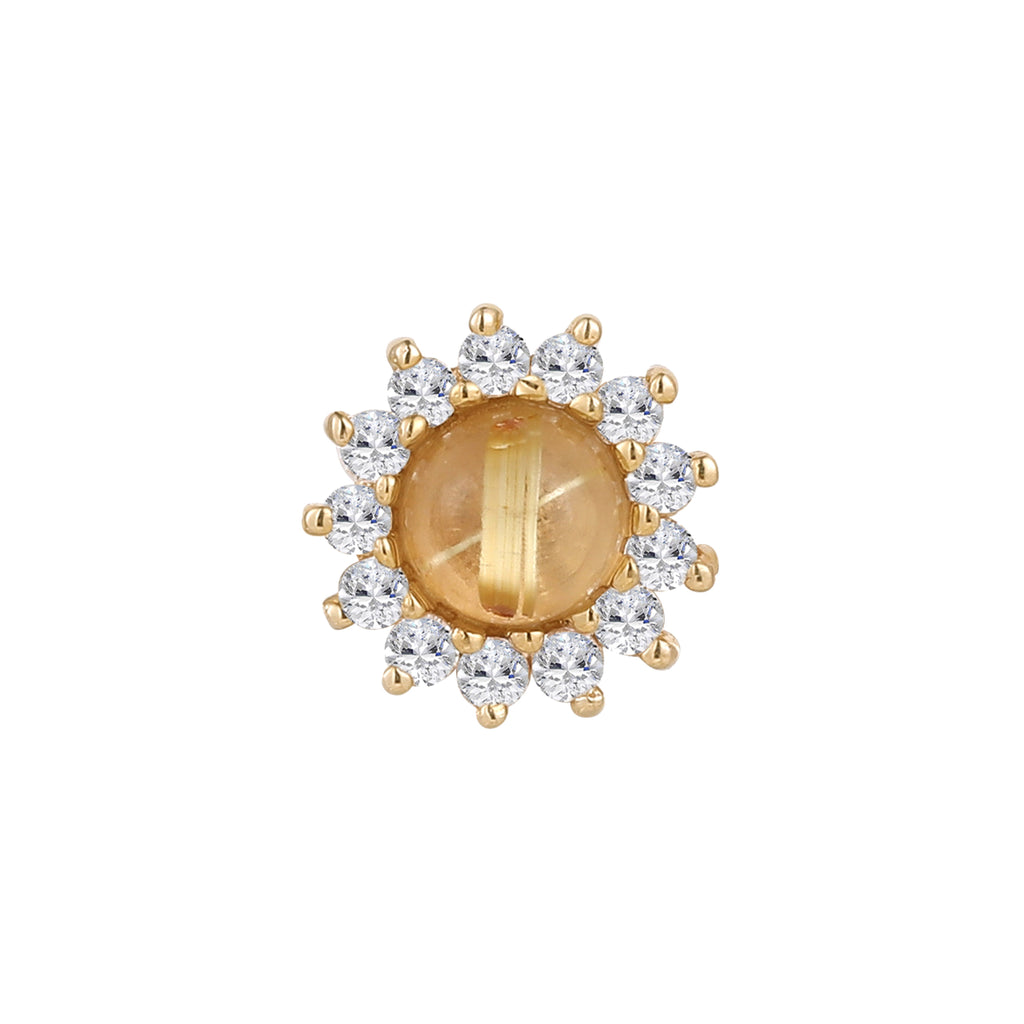 Delphine - Rutilated Quartz + White Sapphire - Threadless End