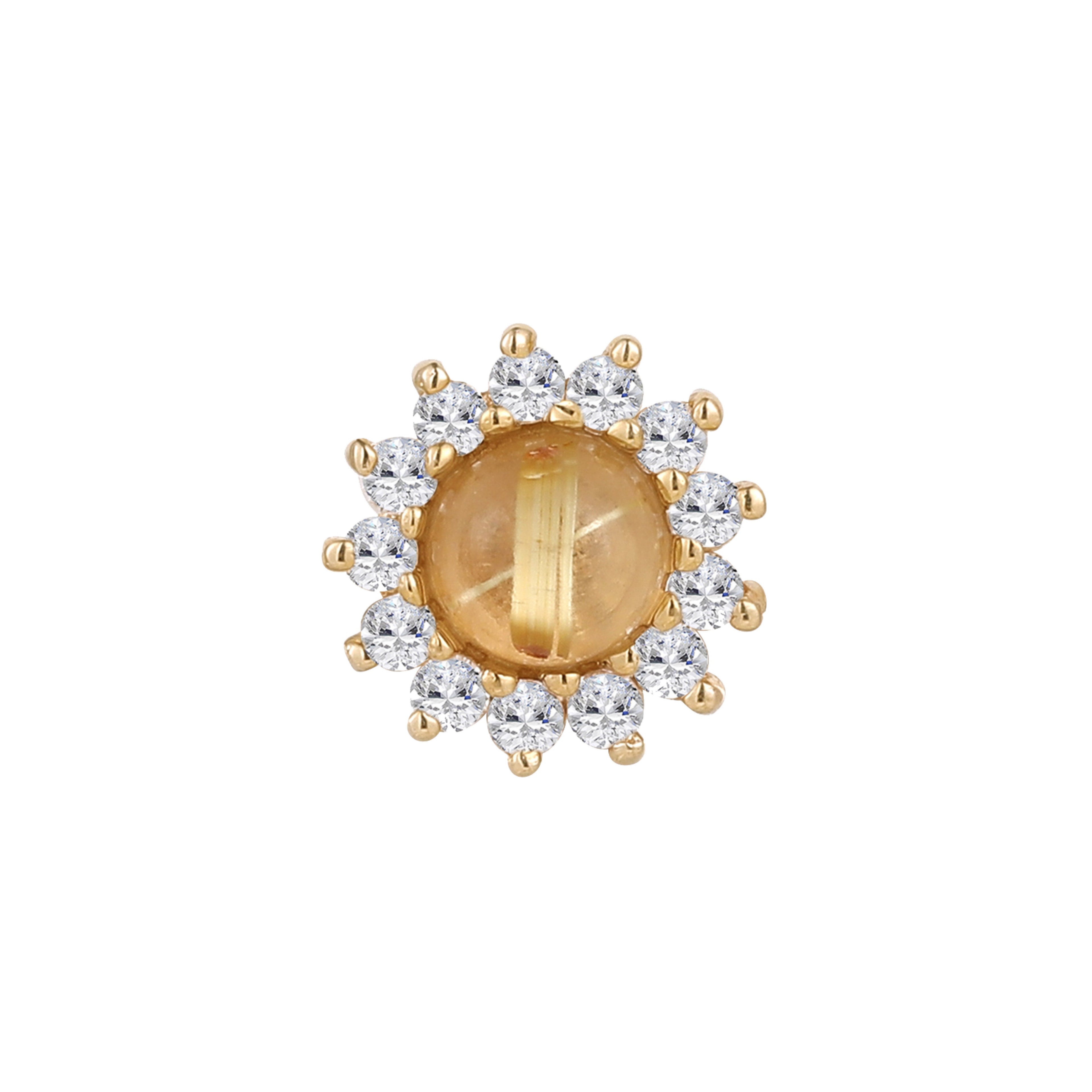 Delphine - Rutilated Quartz + White Sapphire - Threadless End