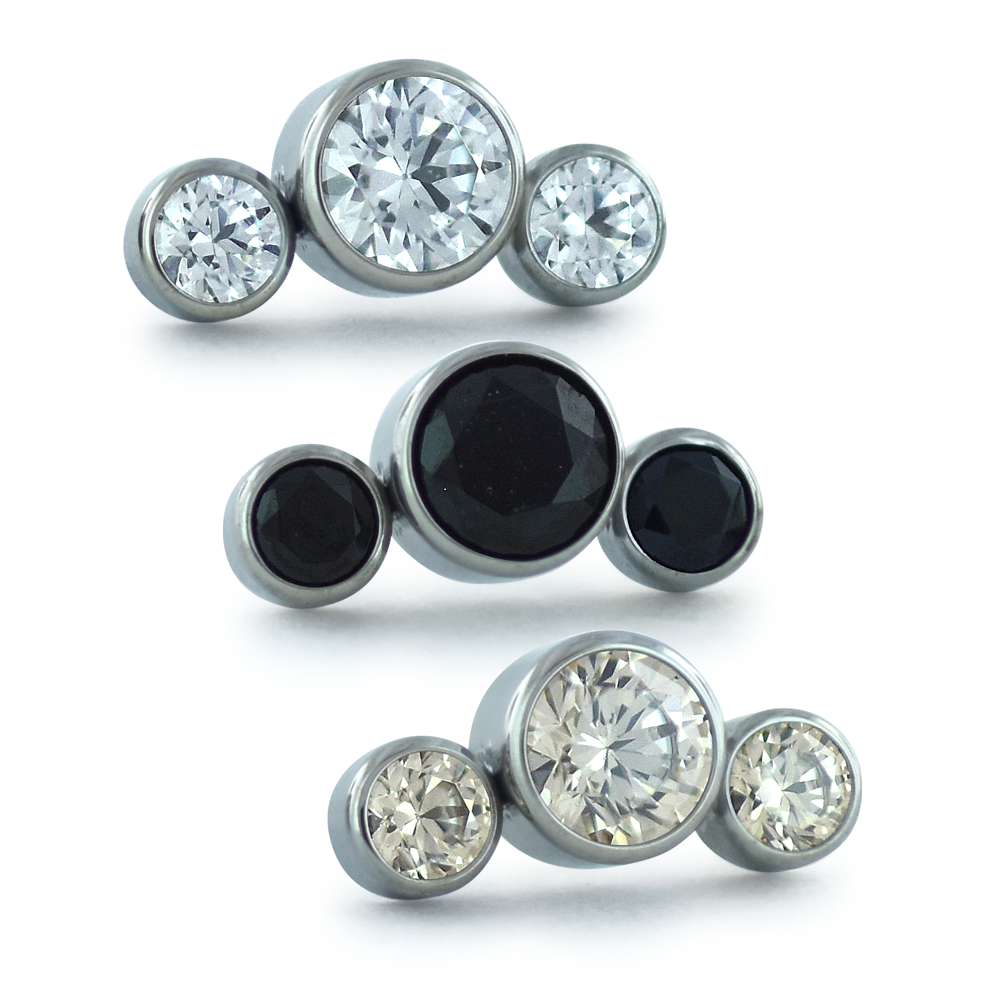 Titanium Bezel Set Gem Cluster - Curved