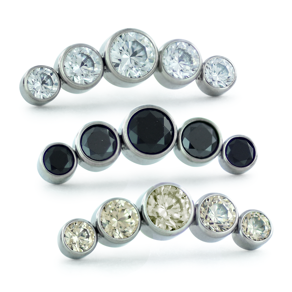 Titanium Bezel Set Gem Cluster - Curved