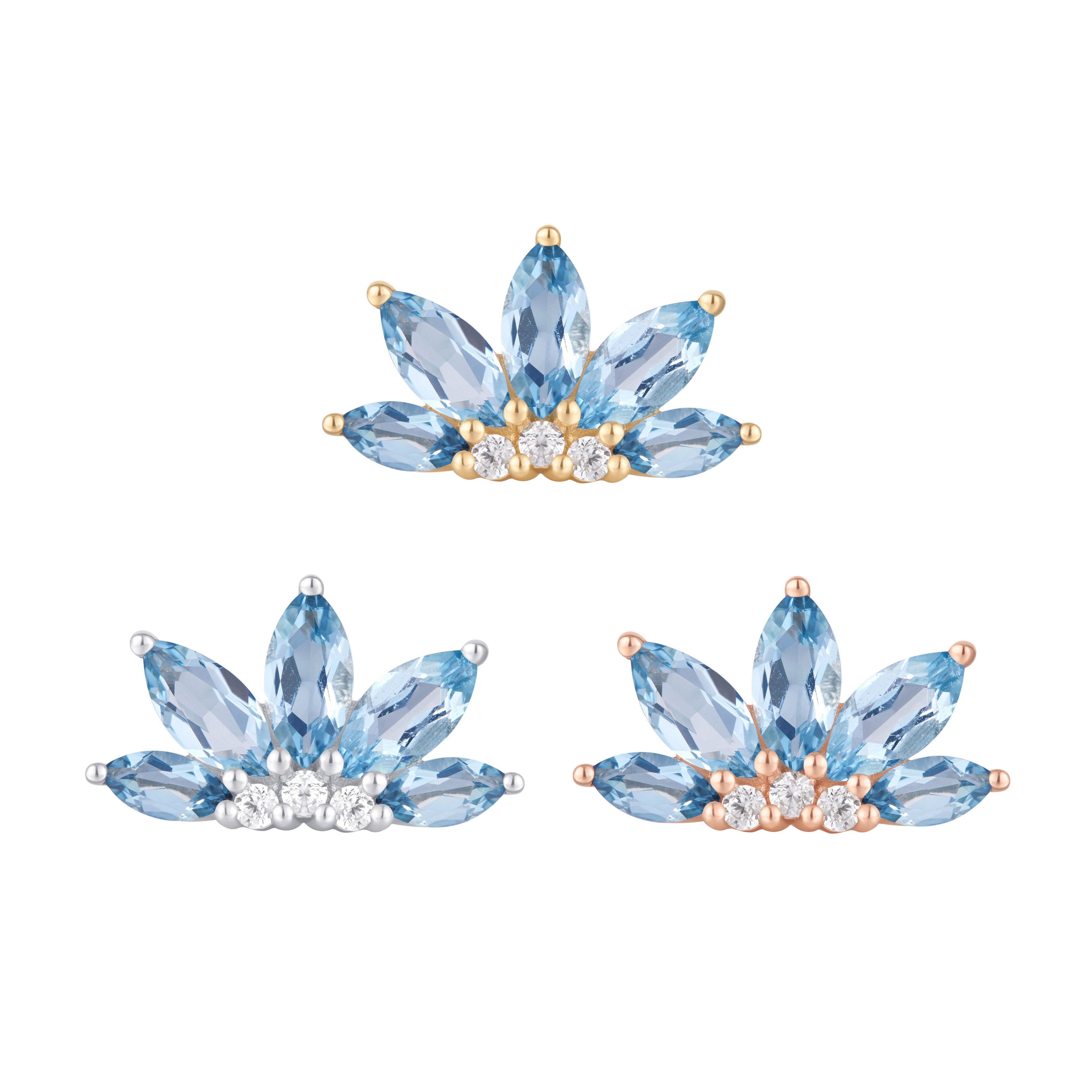 Valentina - London Blue Topaz + CZ - Threadless End