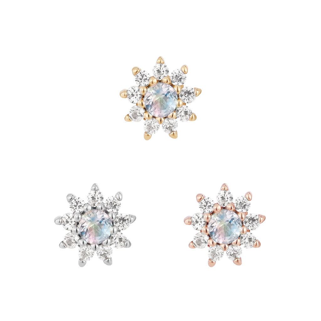 Eloise Flower - Rainbow Moonstone  - Threadless End