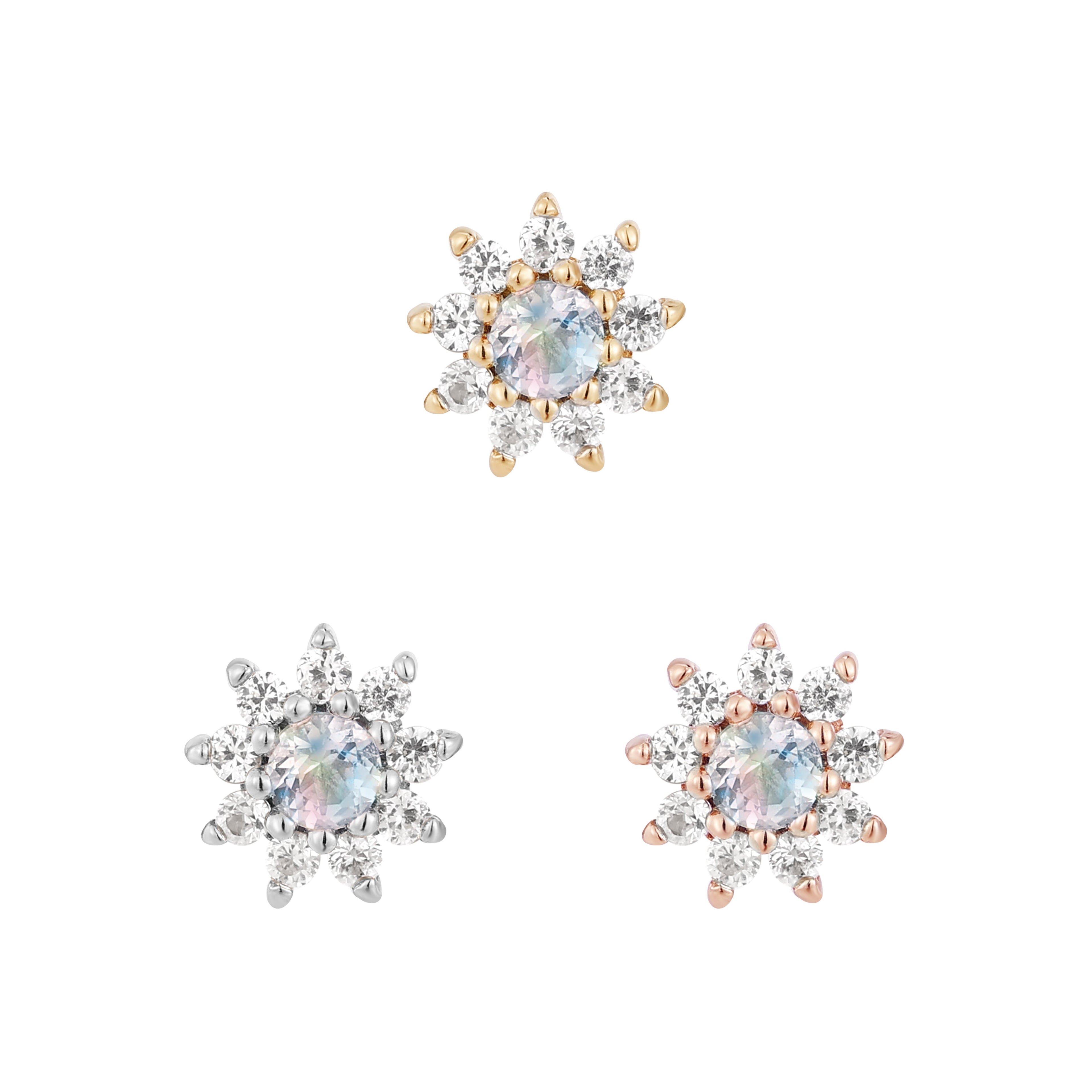 Eloise Flower - Rainbow Moonstone  - Threadless End