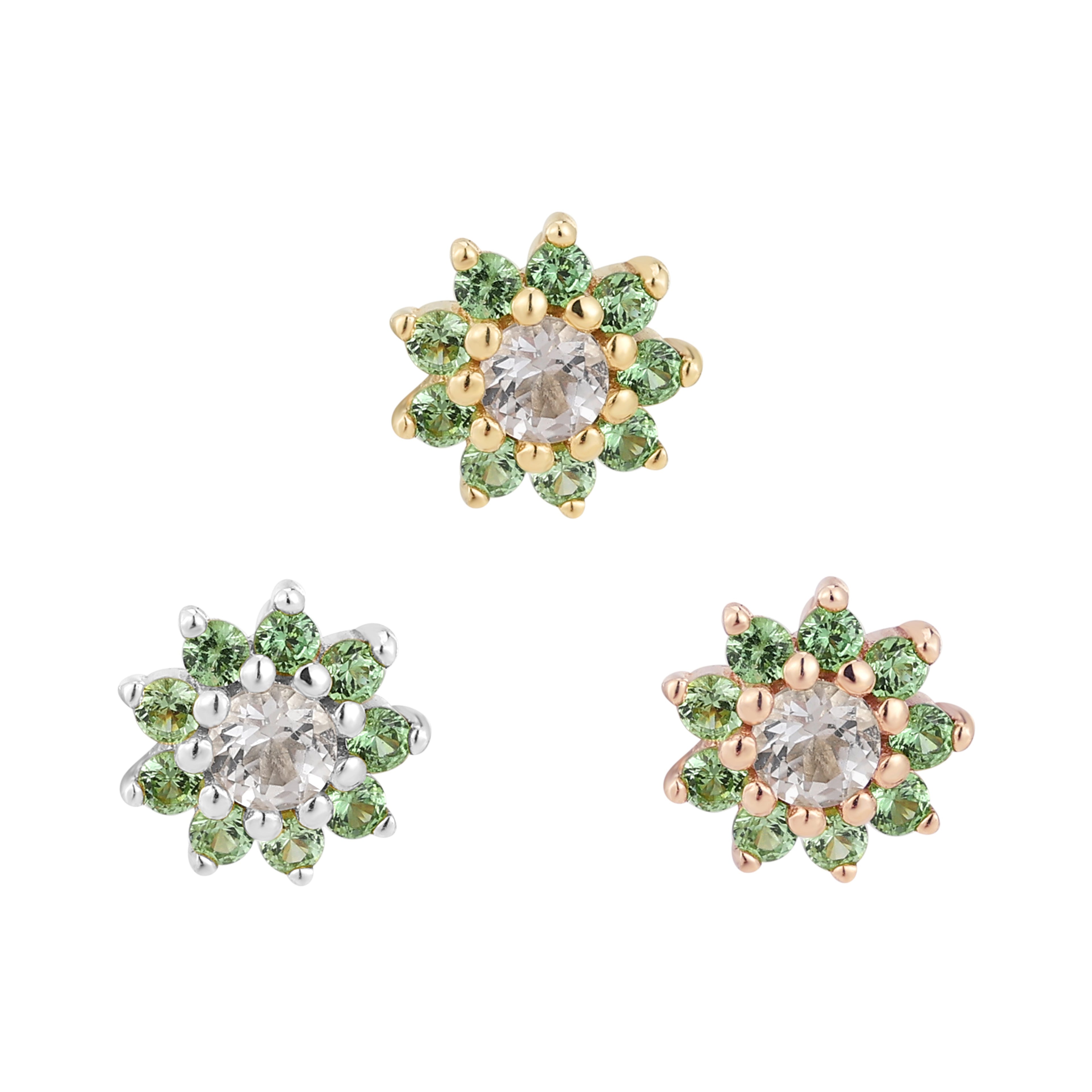 Eloise Flower - Tsavorite  - Threadless End