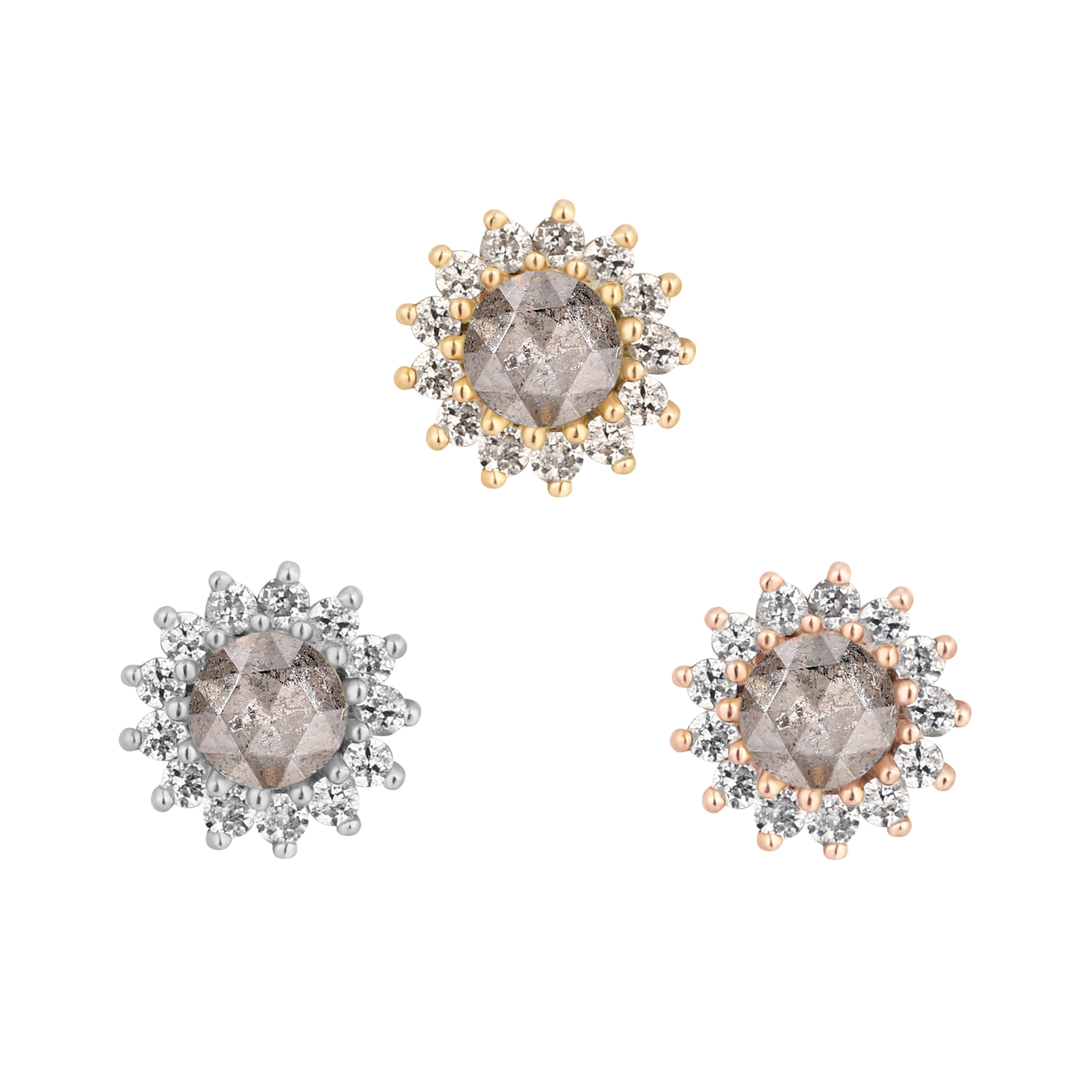 Delphine - Grey Diamond + White Sapphire - Threadless End