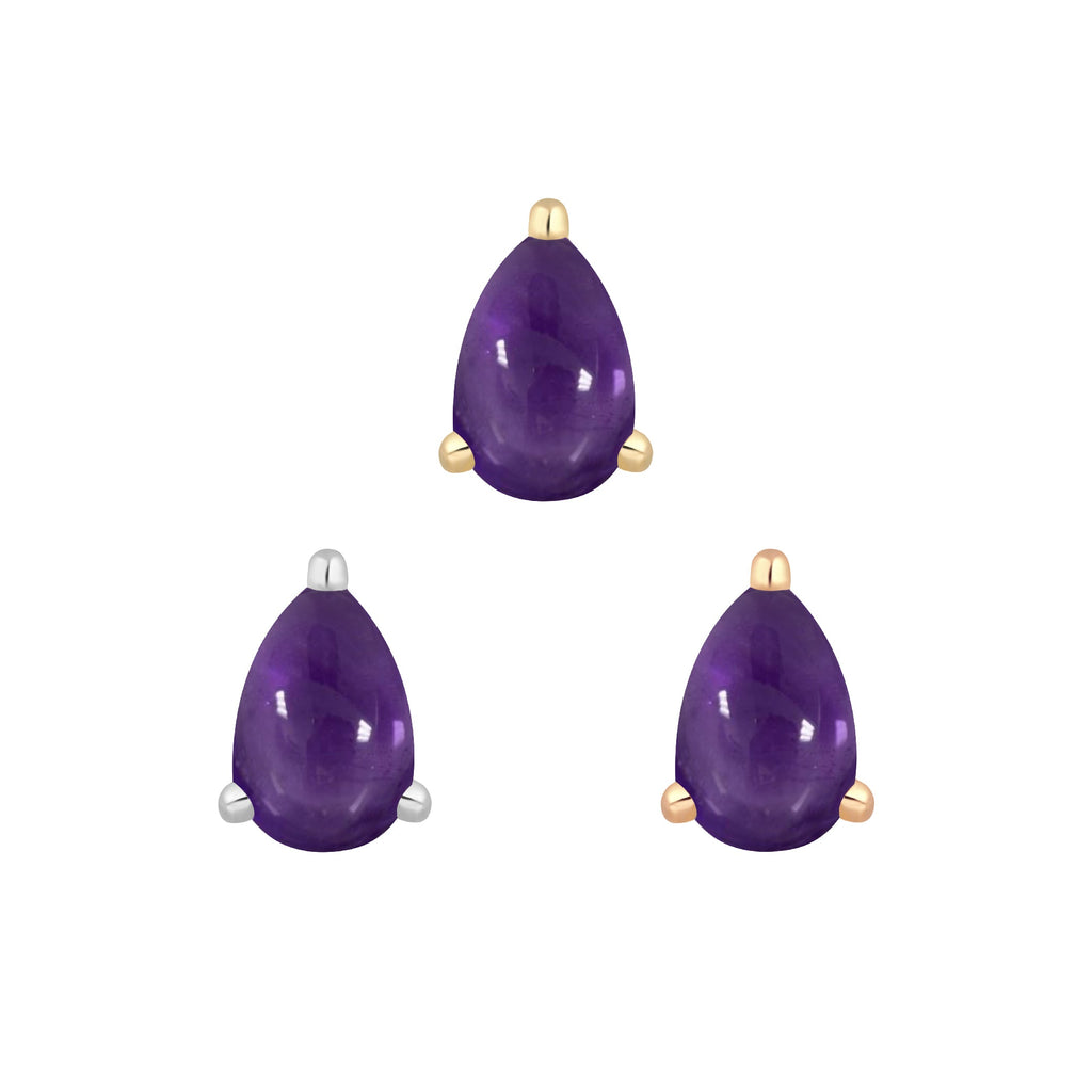 Amethyst Prong Pear - Threadless End