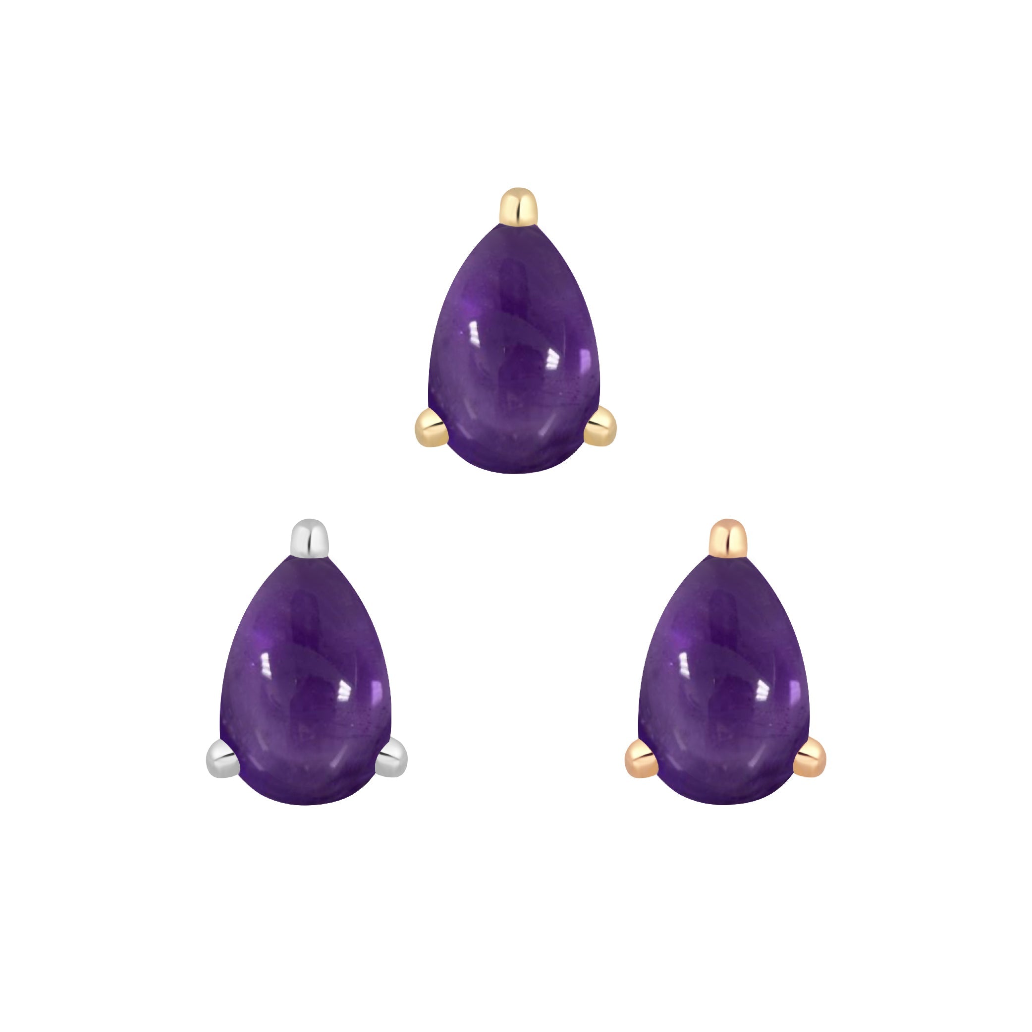 Amethyst Prong Pear - Threadless End