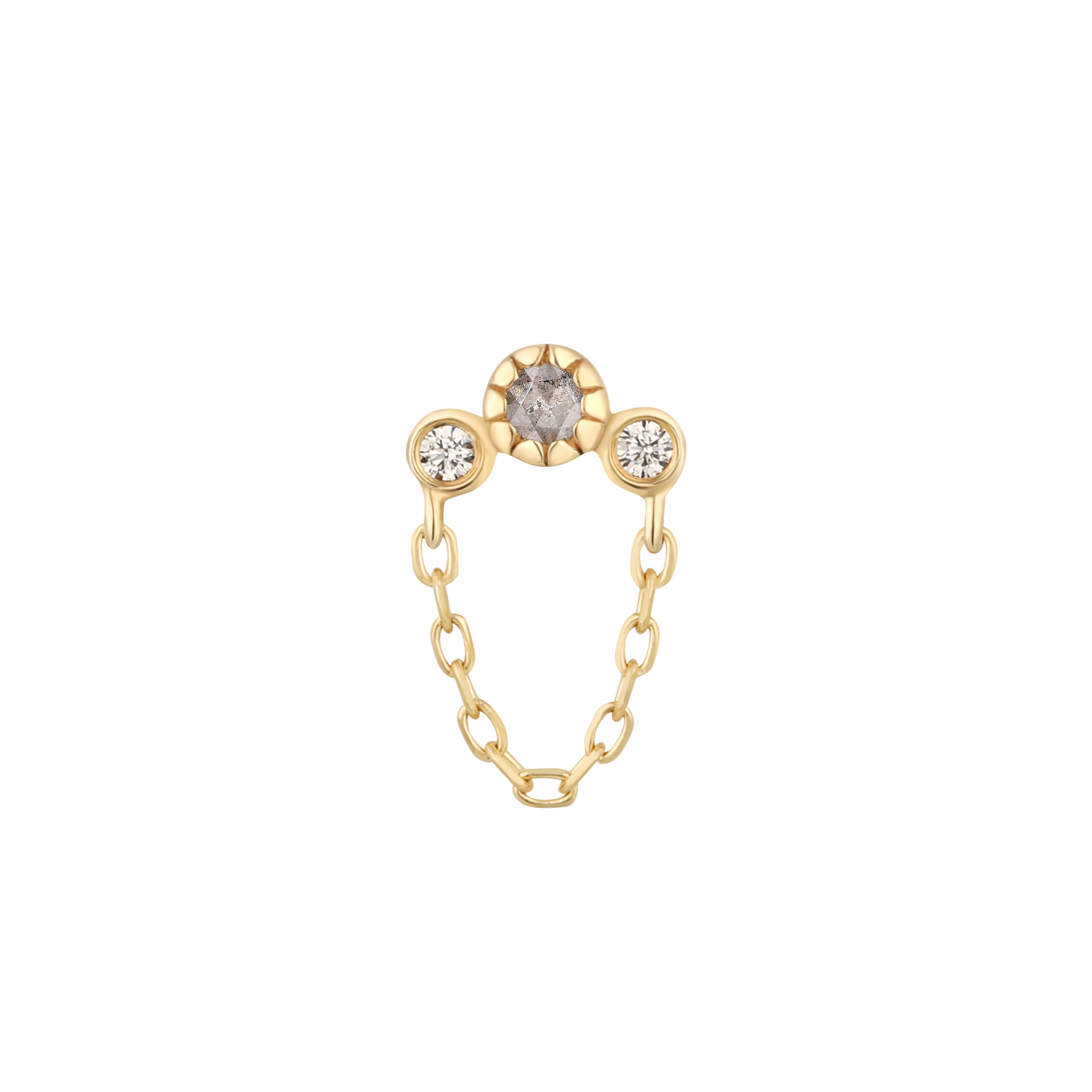 Halston - Grey Diamond + White Sapphire + Chain - Threadless End