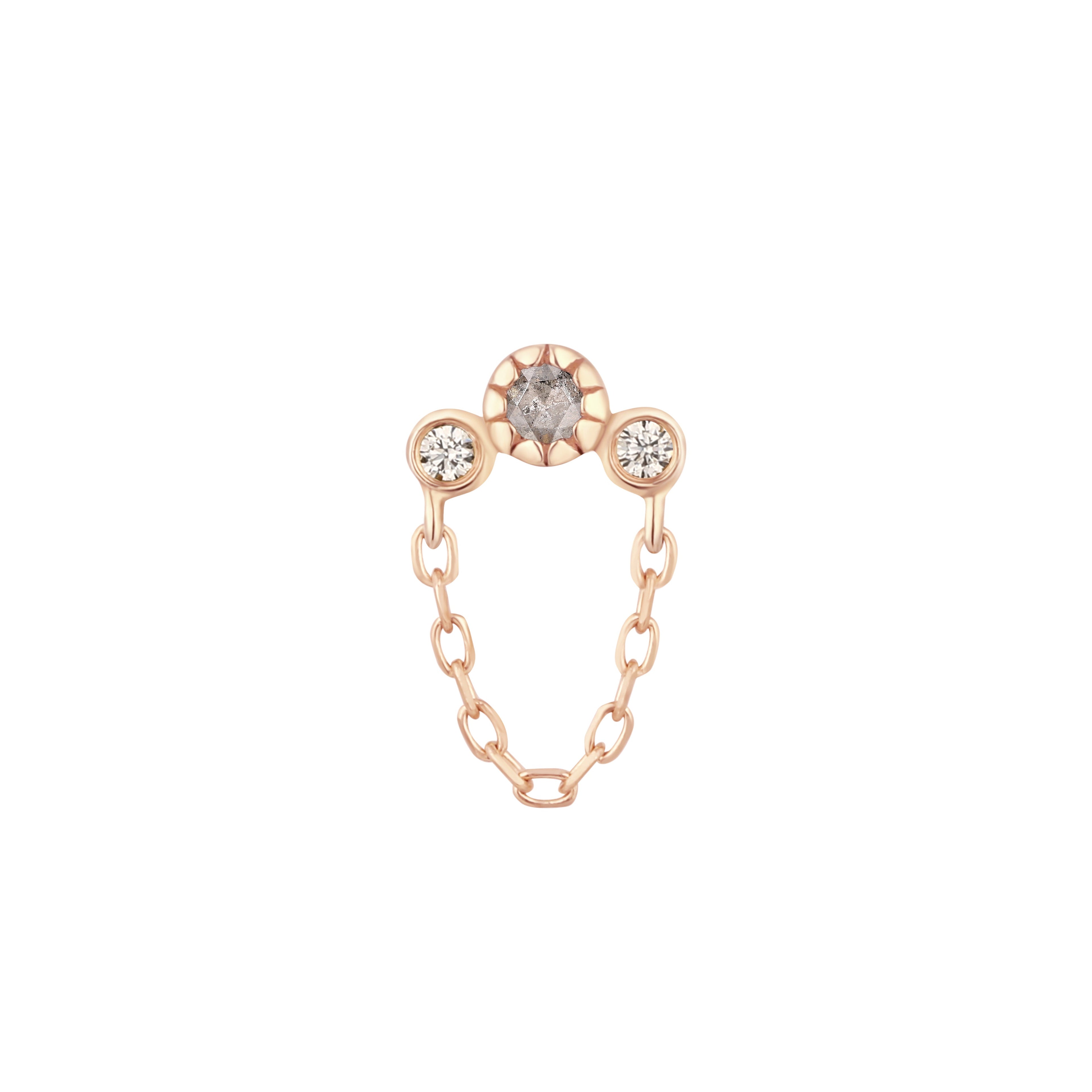 Halston - Grey Diamond + White Sapphire + Chain - Threadless End