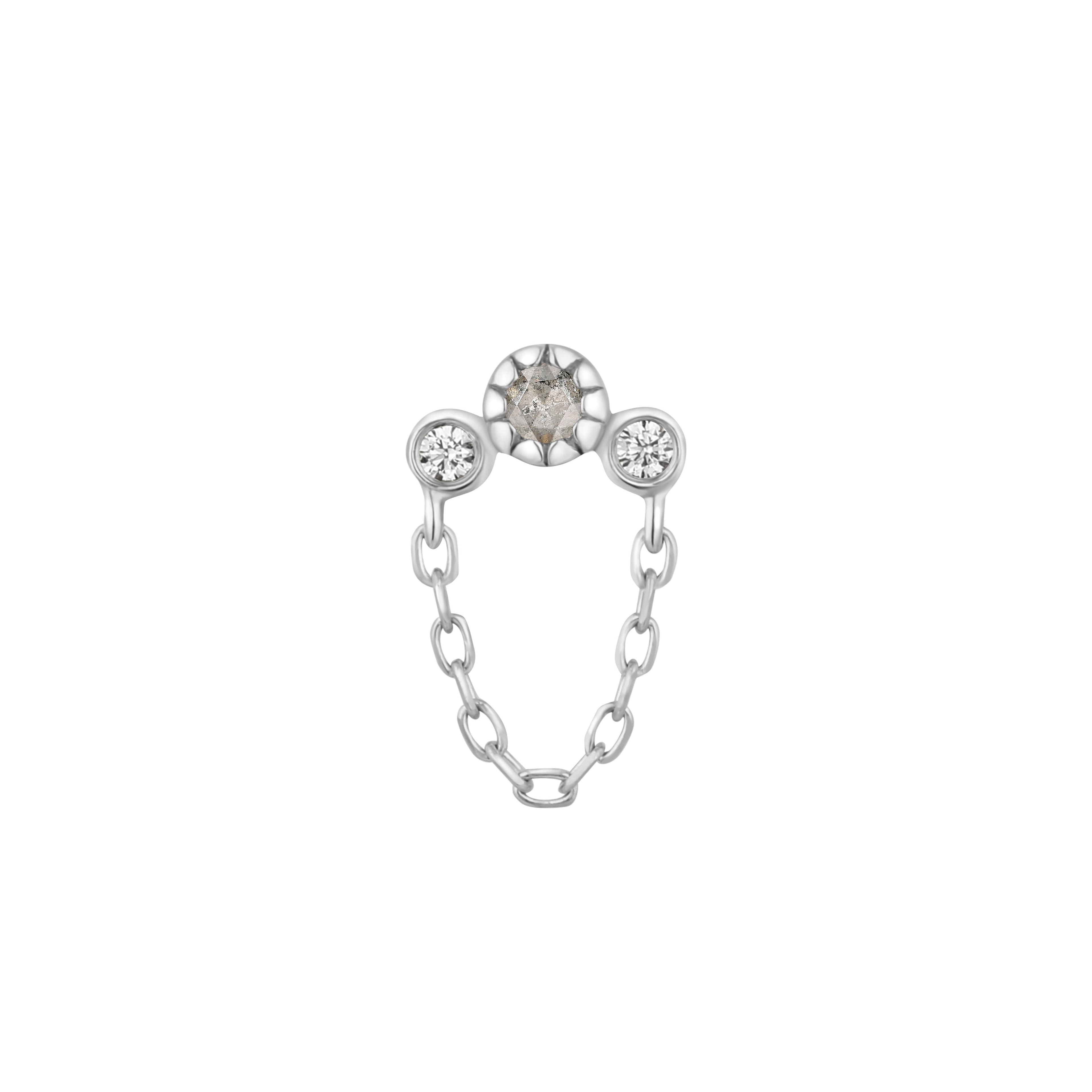 Halston - Grey Diamond + White Sapphire + Chain - Threadless End