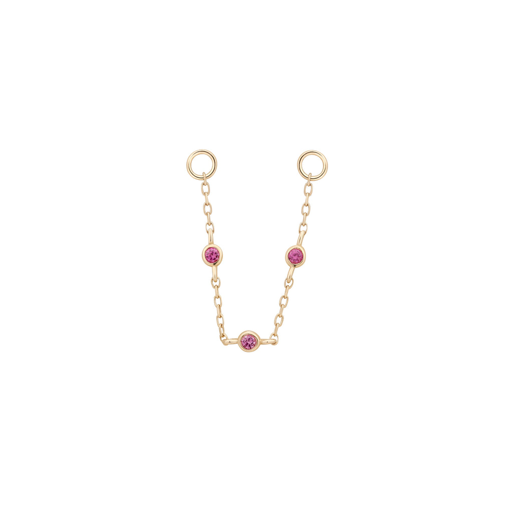 3 Bezel Bead - Pink Sapphire - Chain