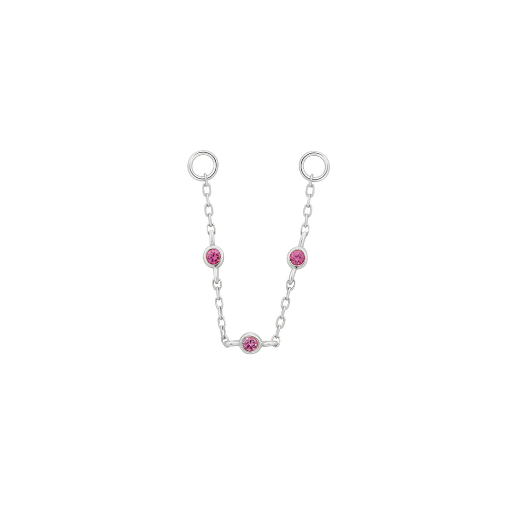 3 Bezel Bead - Pink Sapphire - Chain