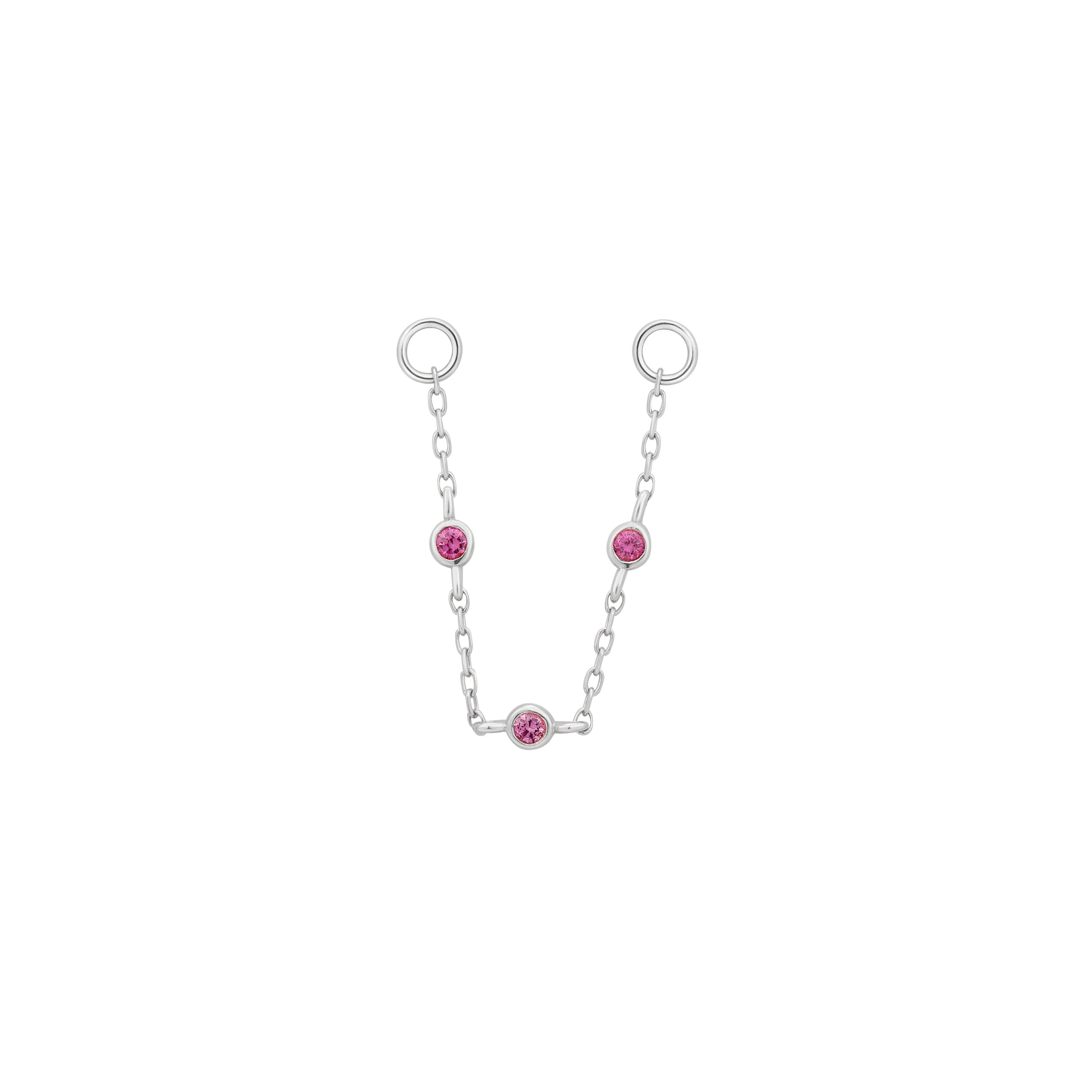 3 Bezel Bead - Pink Sapphire - Chain