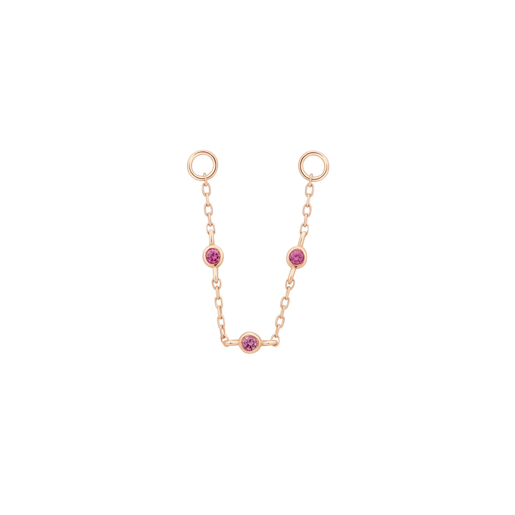 3 Bezel Bead - Pink Sapphire - Chain