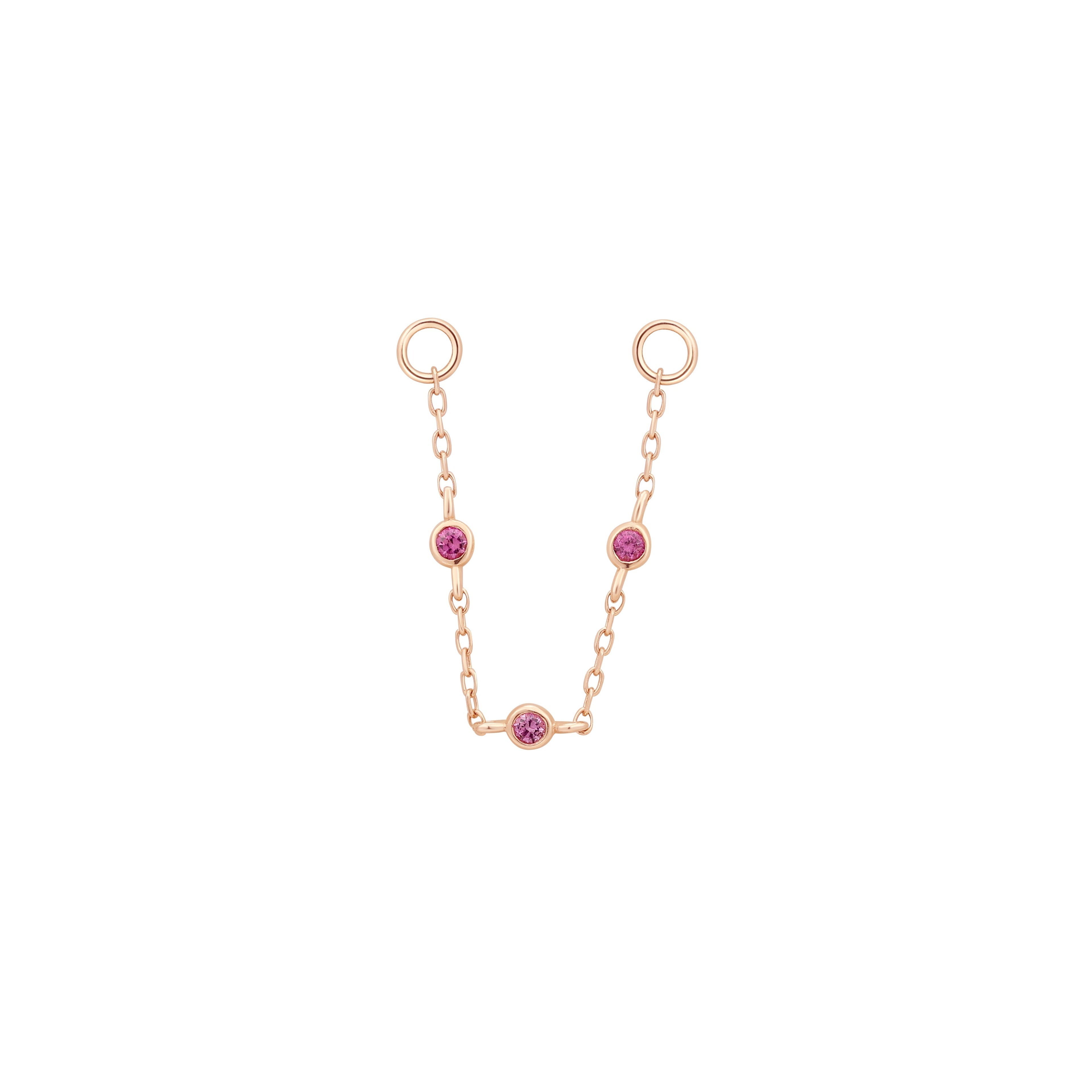 3 Bezel Bead - Pink Sapphire - Chain