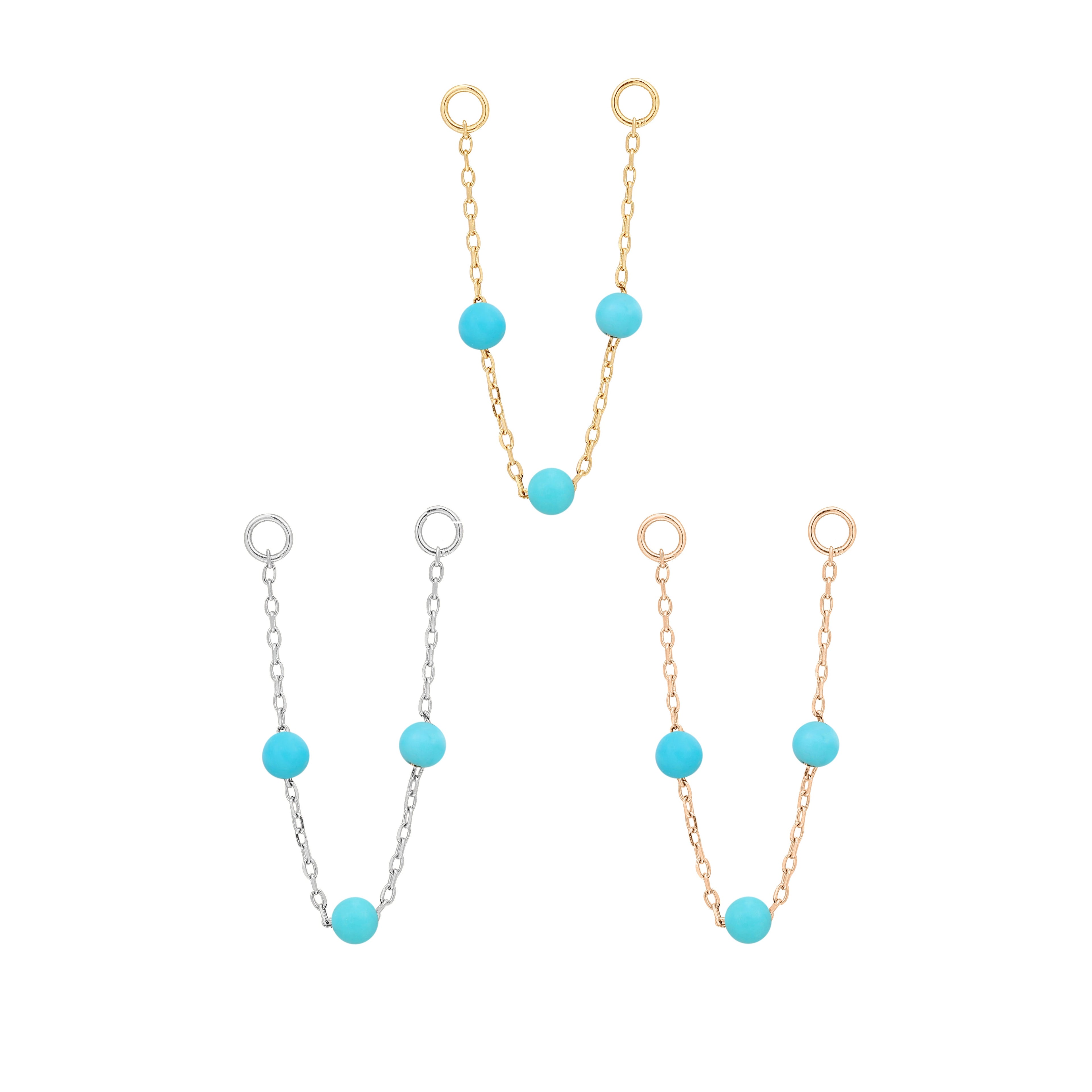 3 Bead - Turquoise - Chain