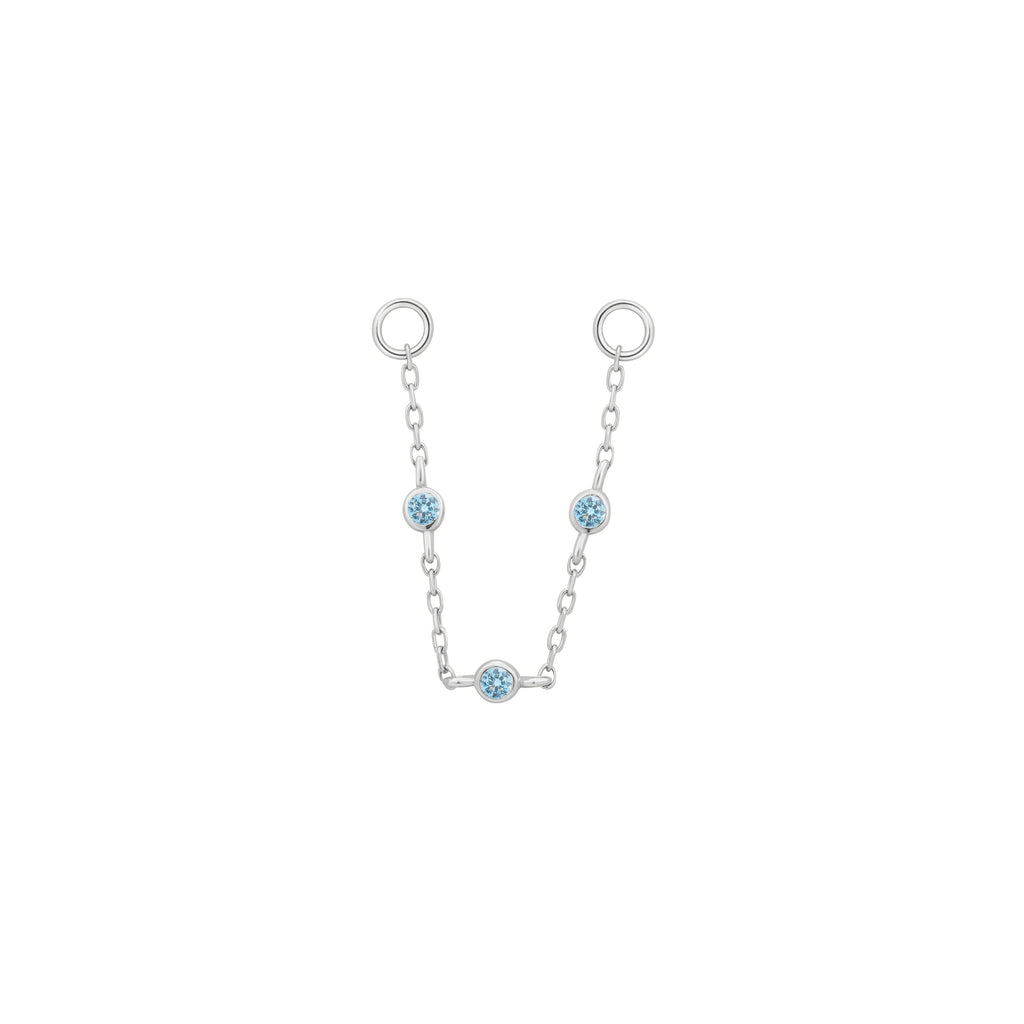 3 Bezel Bead - London Blue Topaz - Chain