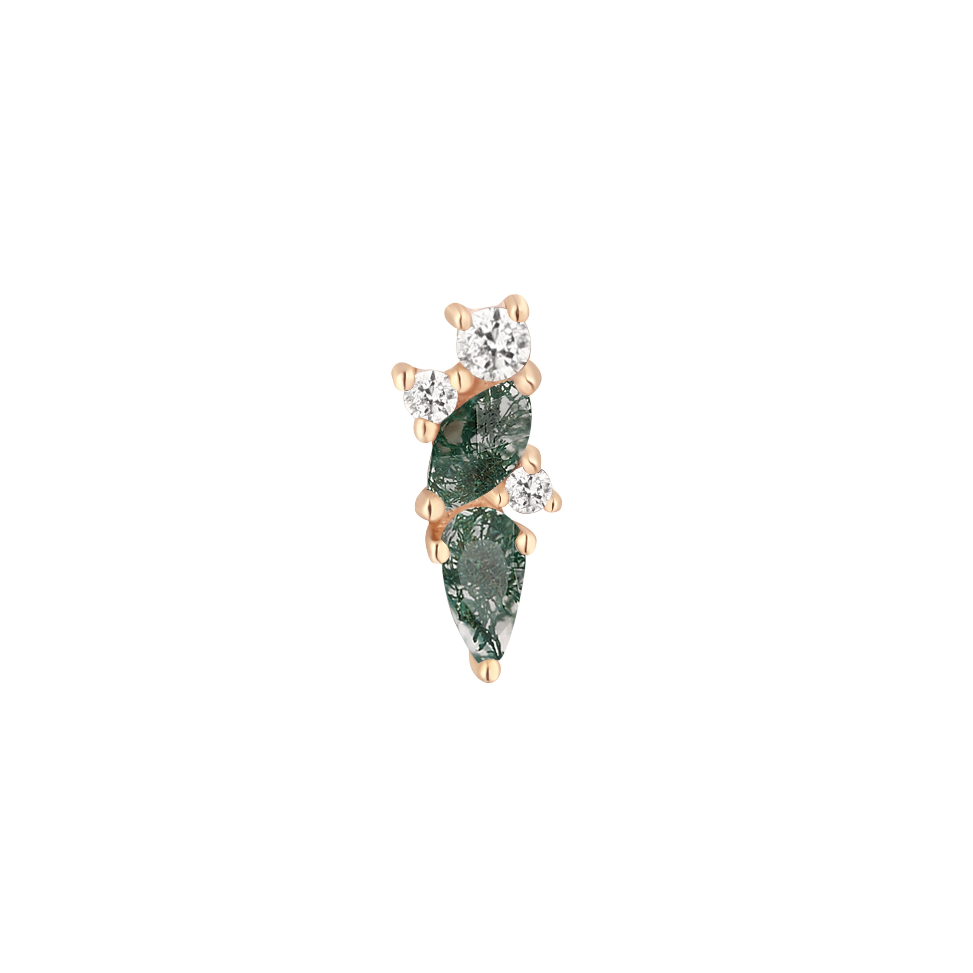 Visionary - Moss Agate + White Topaz - Threadless End