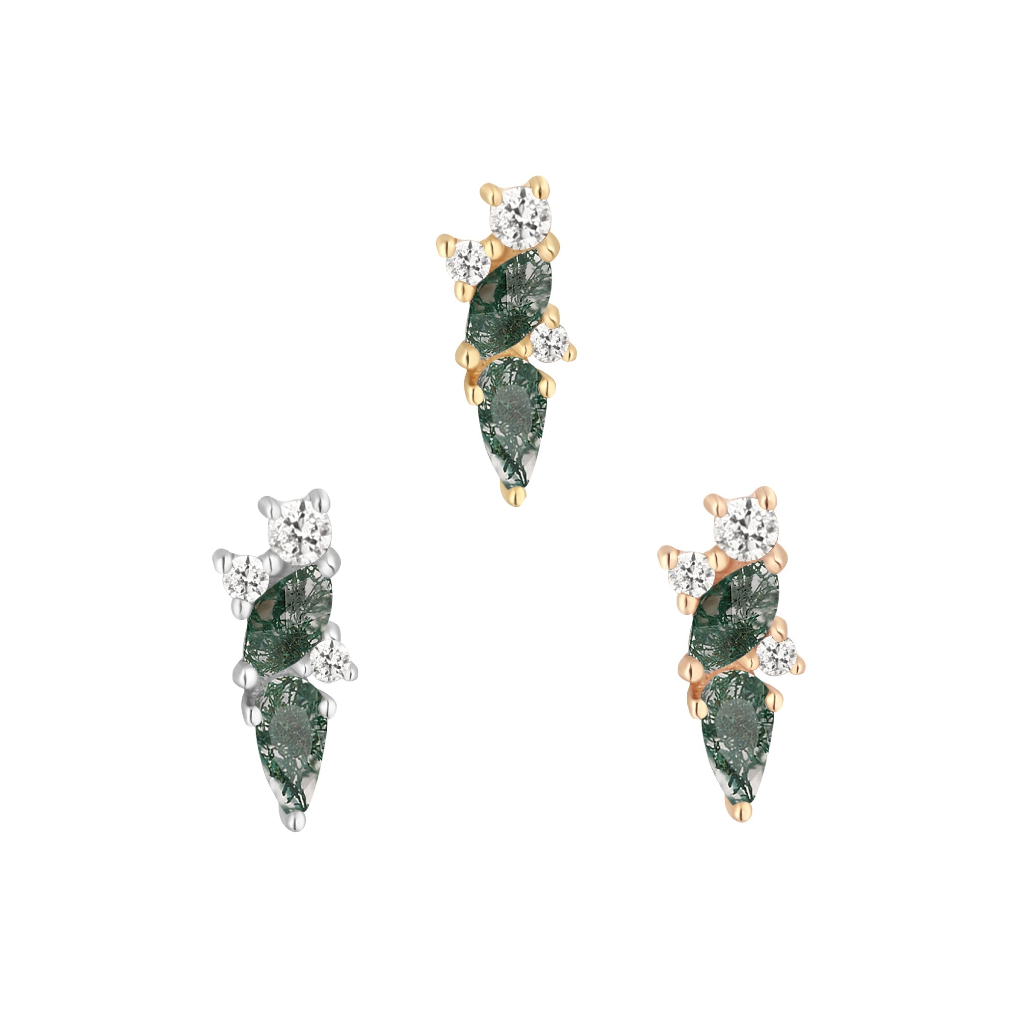 Visionary - Moss Agate + White Topaz - Threadless End