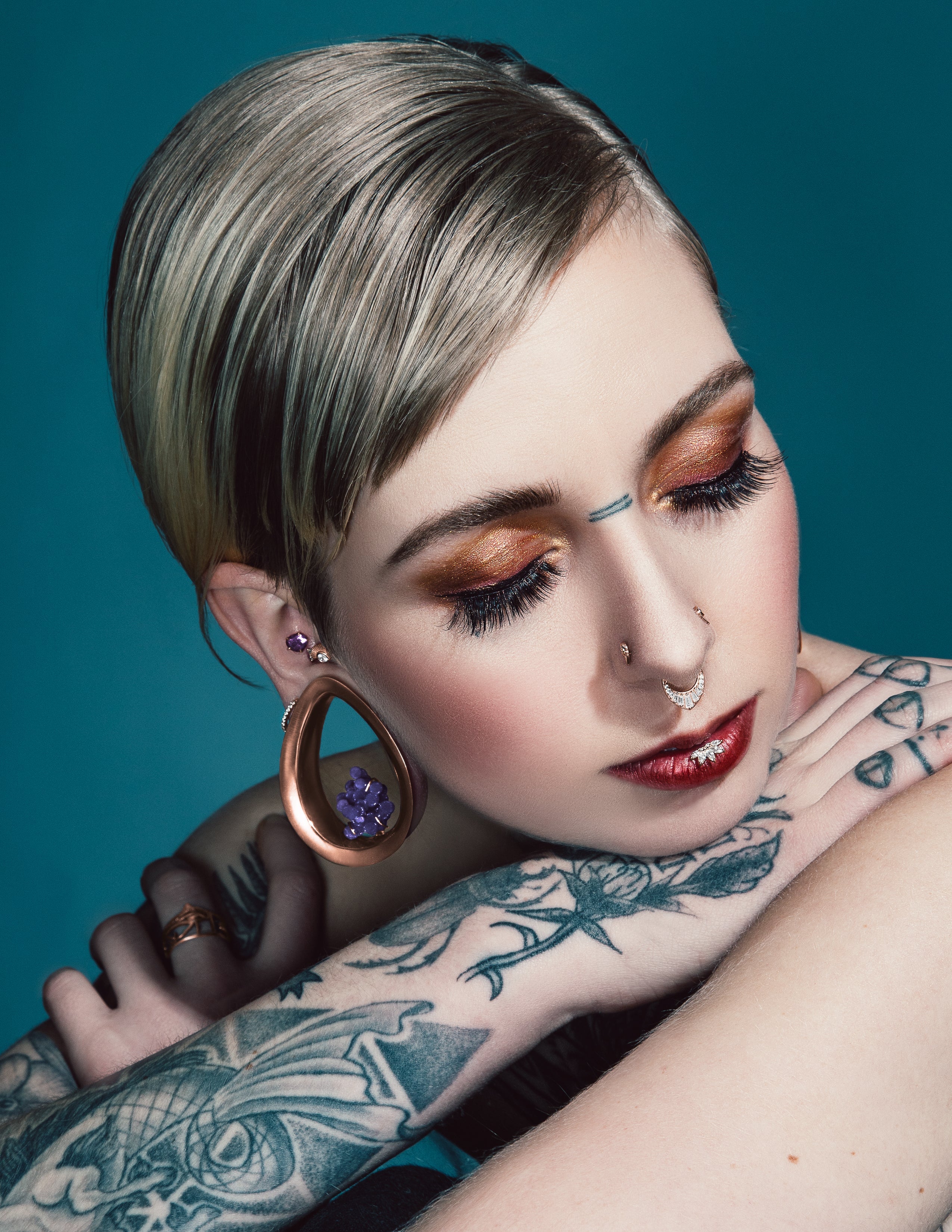 Evoke Mayan Teardrops - Grape Agate - Rose Gold Plated