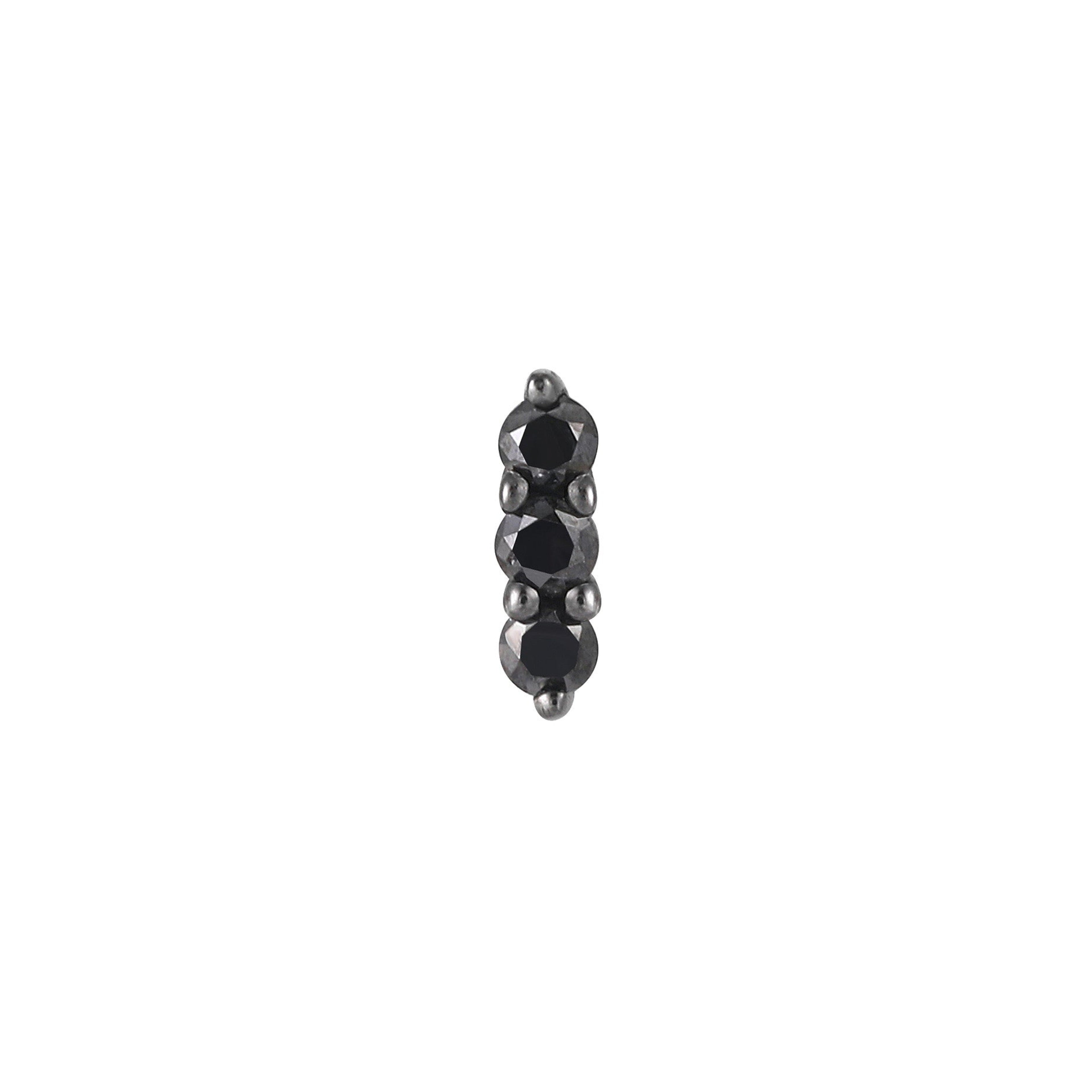 Mishka 3 Black Rhodium Threadless End with Black Diamond