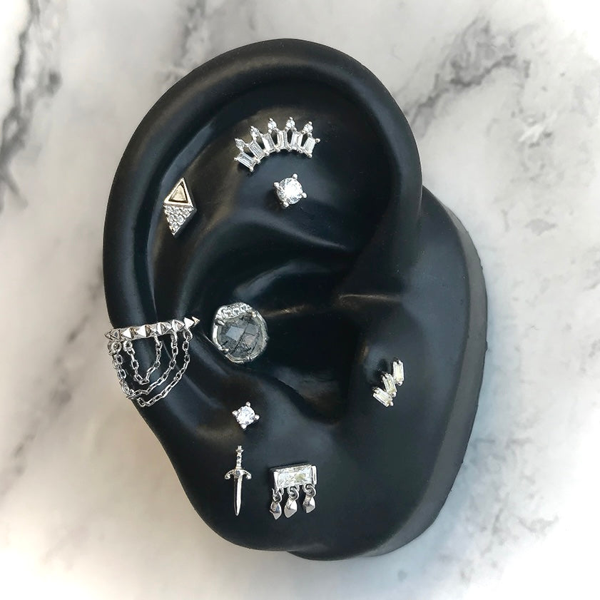 Almost Famous - CZ + Black Spinel - Threadless End