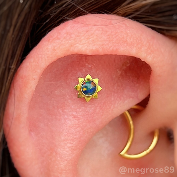 Titanium Sun Cabochon Ends