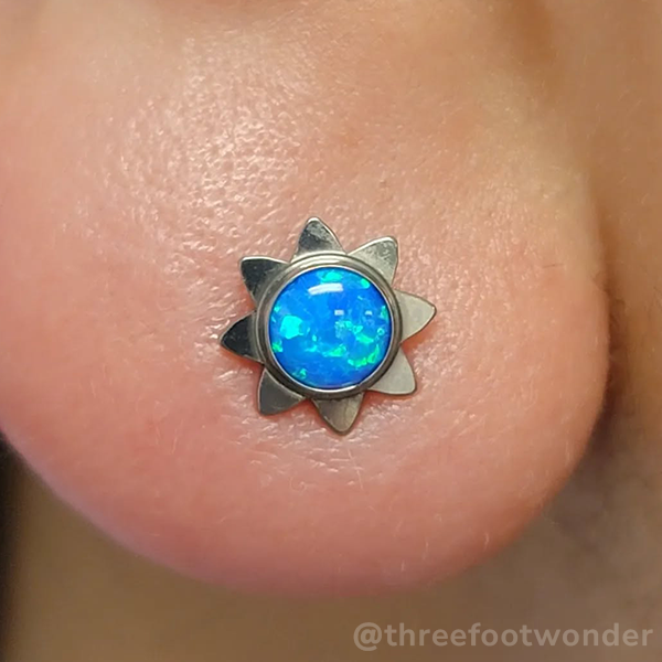 Titanium Sun Cabochon Ends