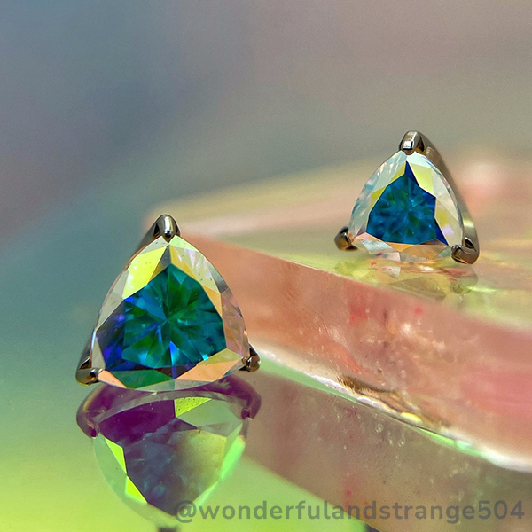 Titanium Trillion Cut Prong Set Gem